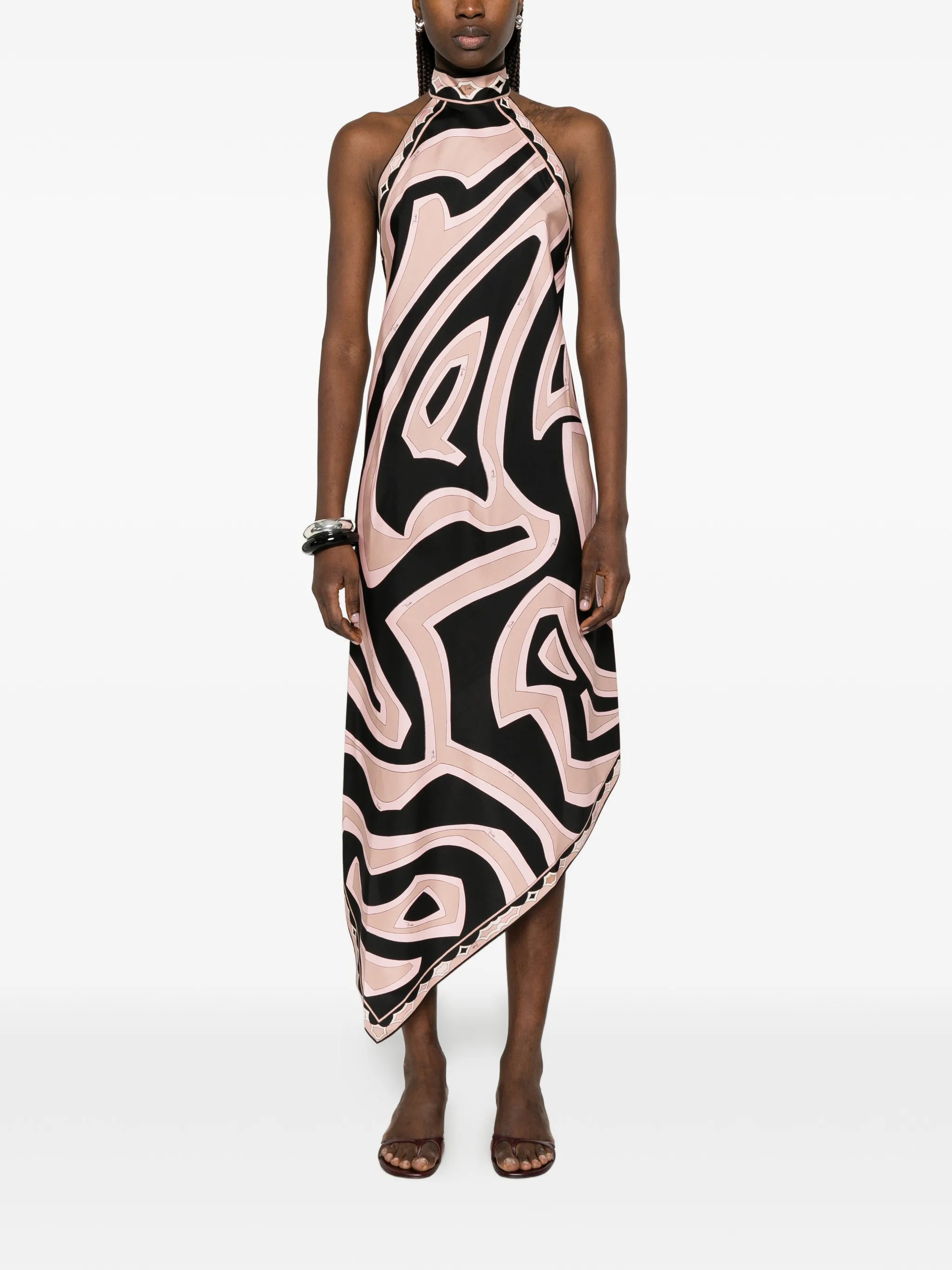 Labirinto asymmetric high-neck dress