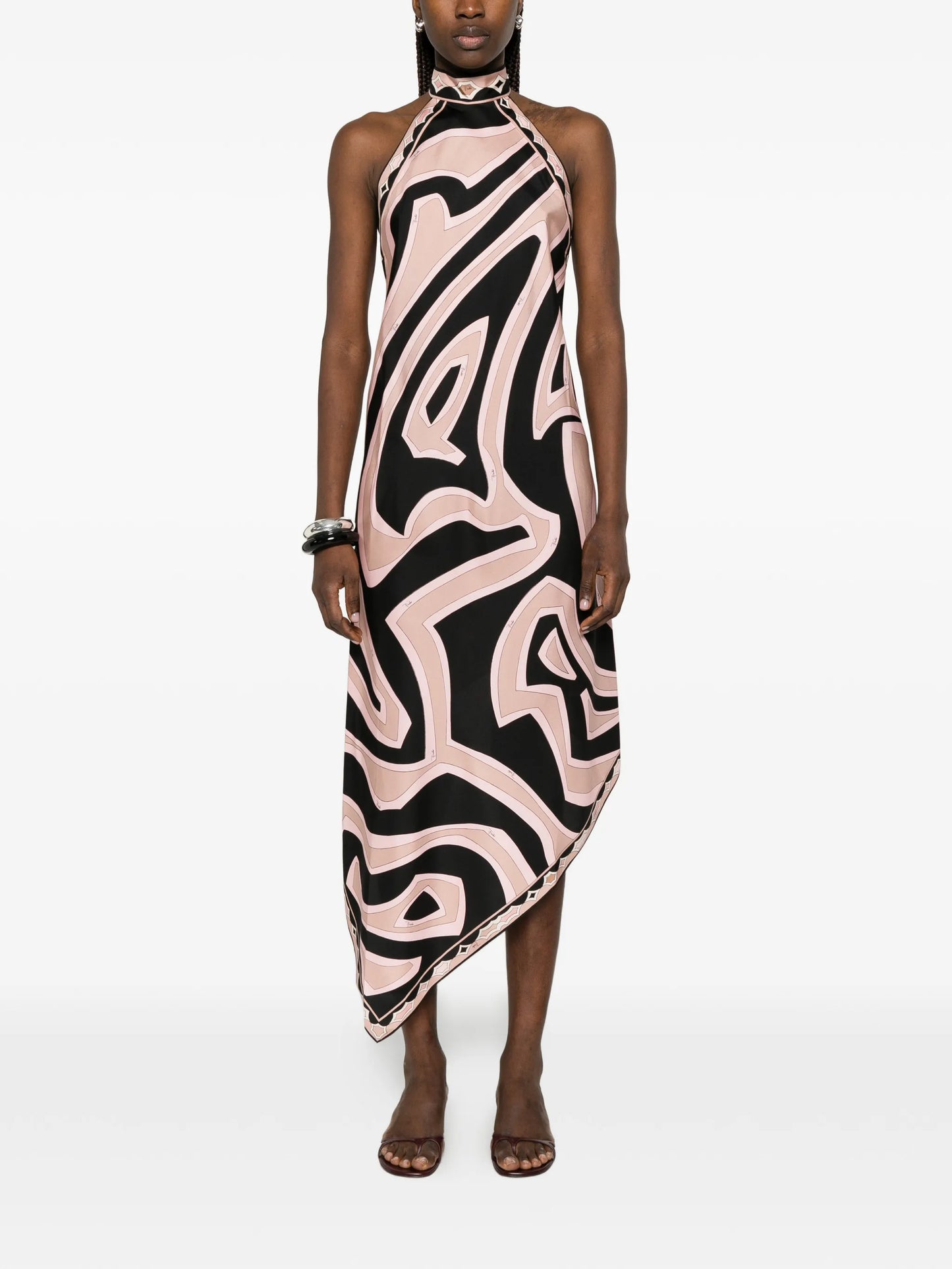 Labirinto asymmetric high-neck dress