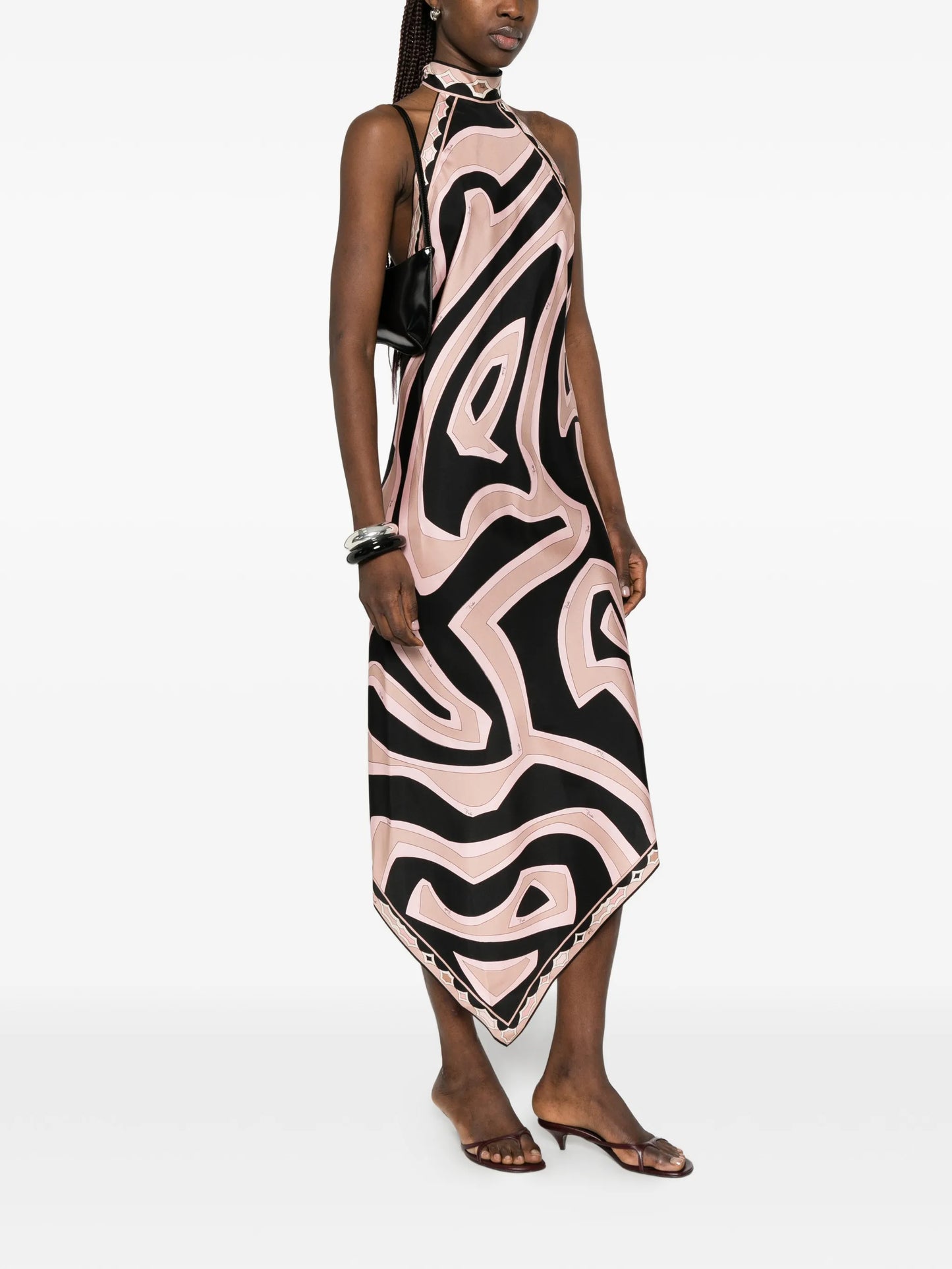 Labirinto asymmetric high-neck dress