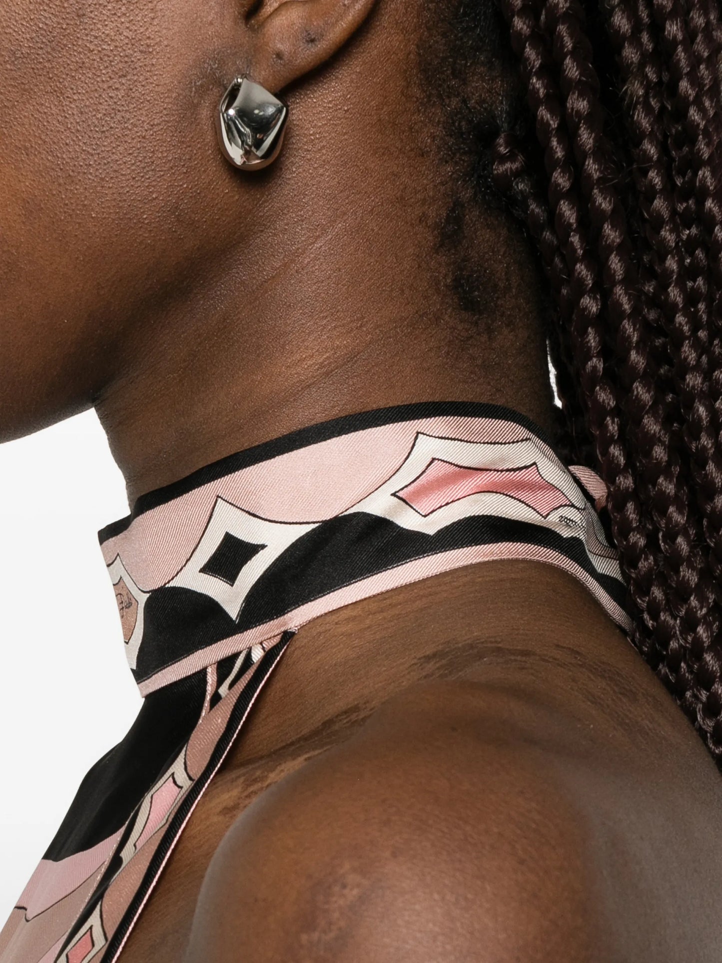 asymmetric high-neck silk dress