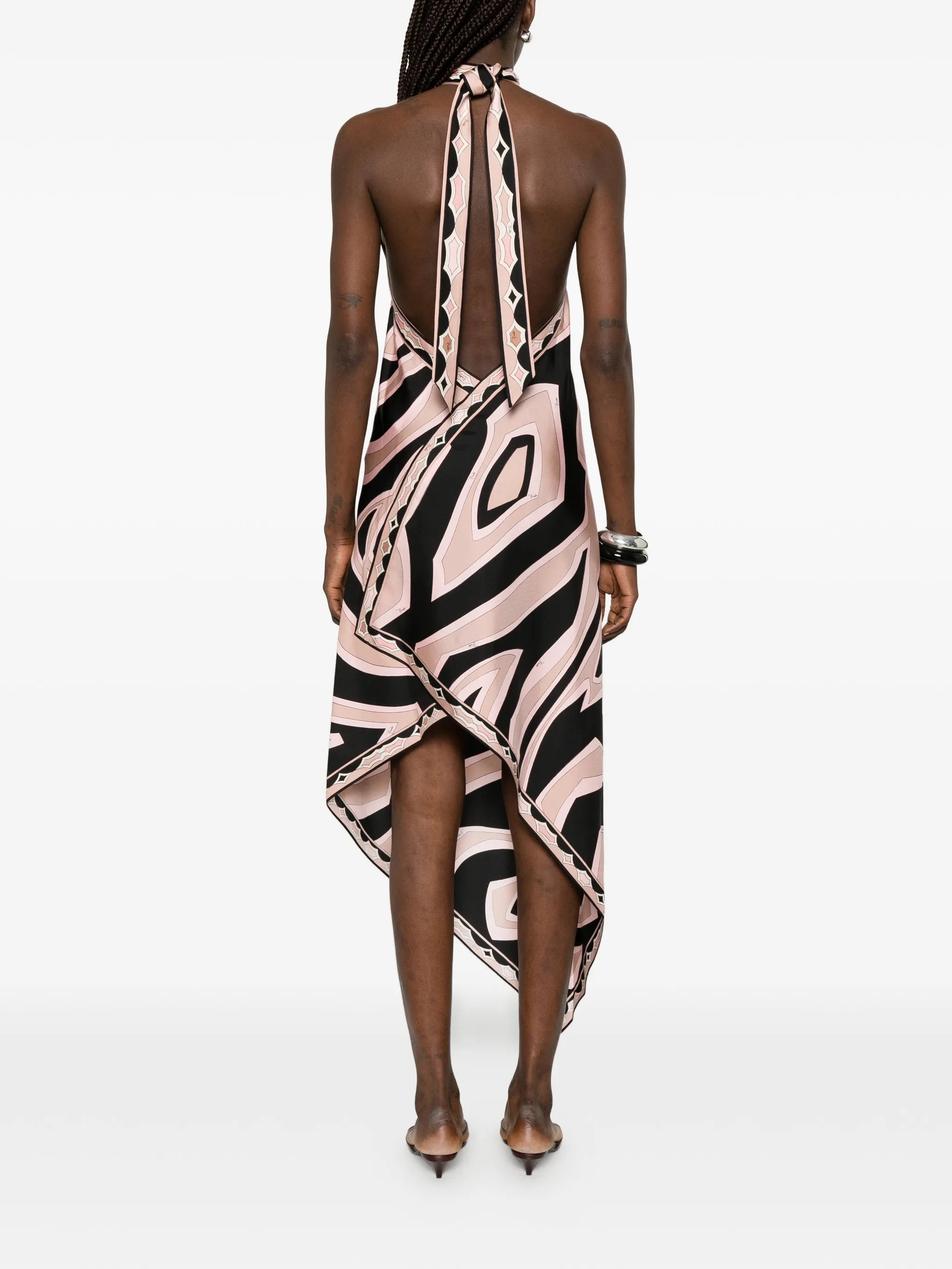 Labirinto asymmetric high-neck dress