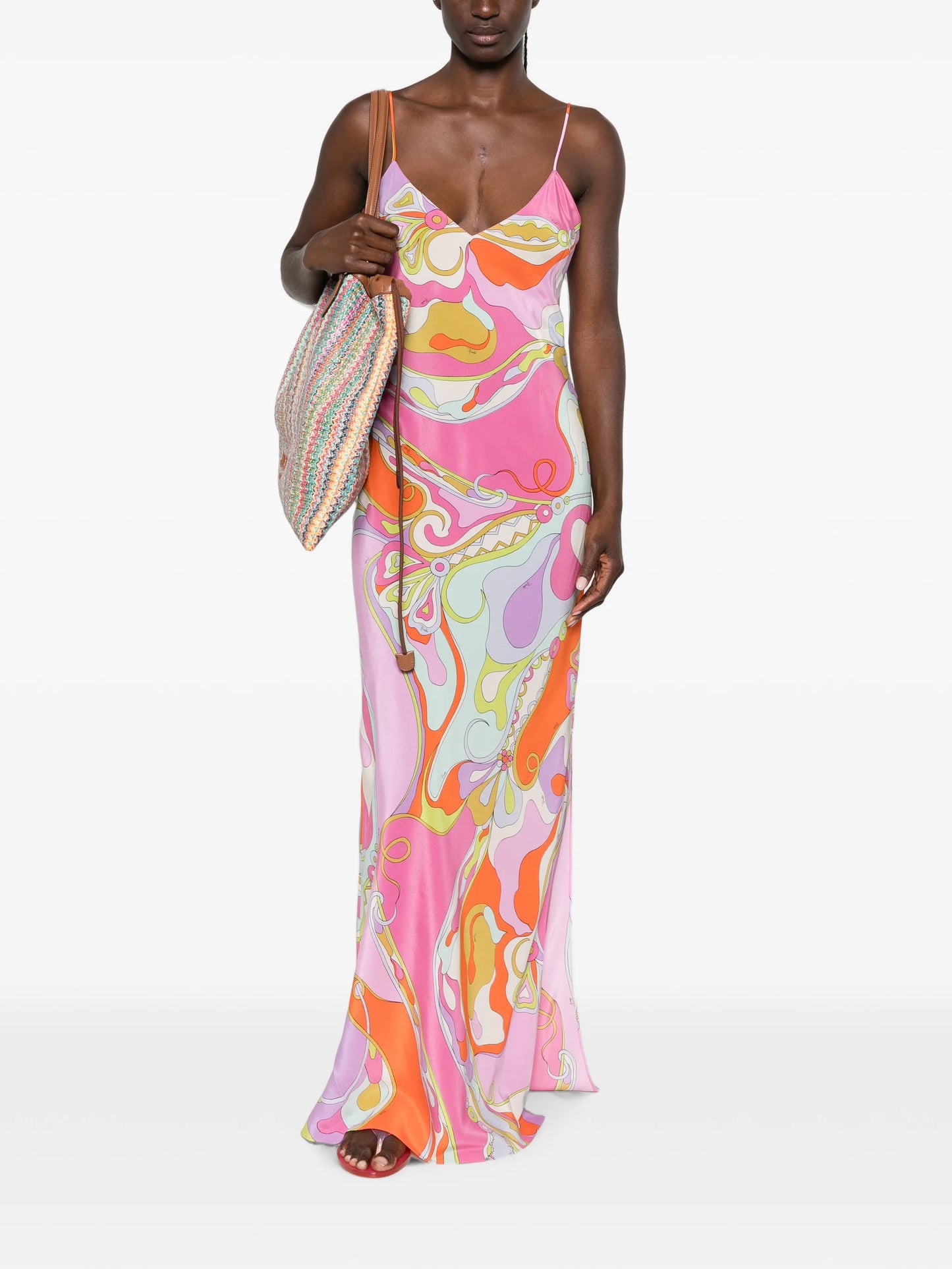 Iride-print silk dress