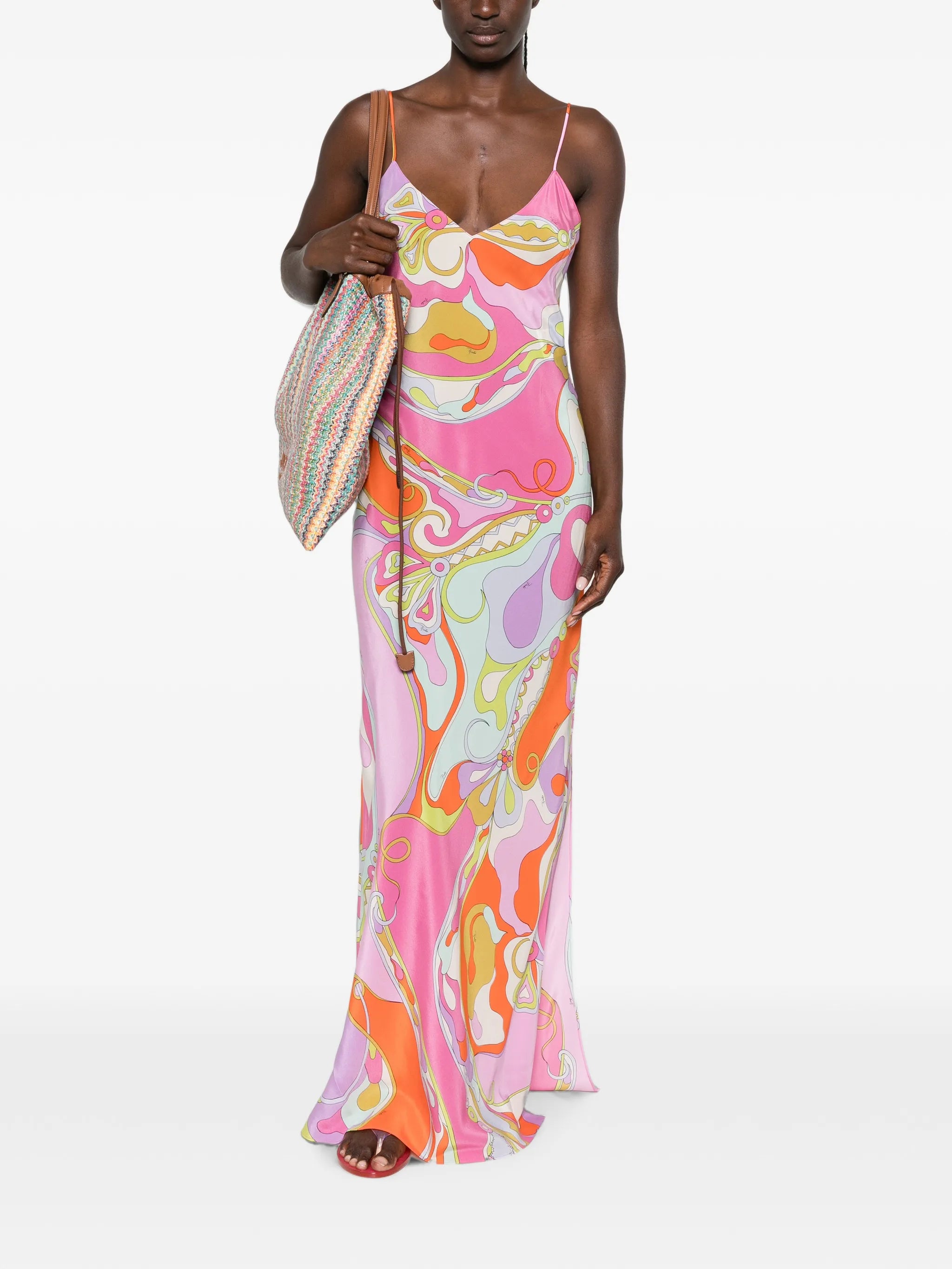 Orchidee print silk dress