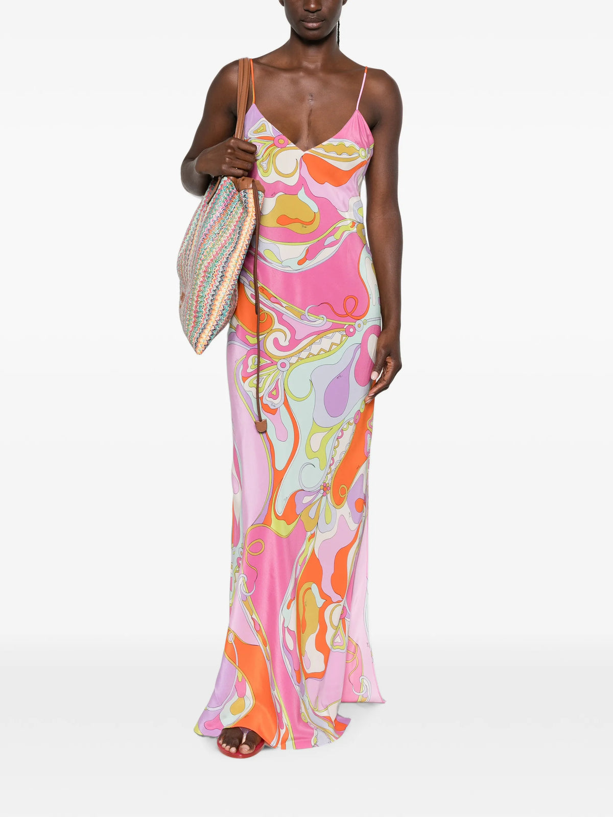 Orchidee print silk dress