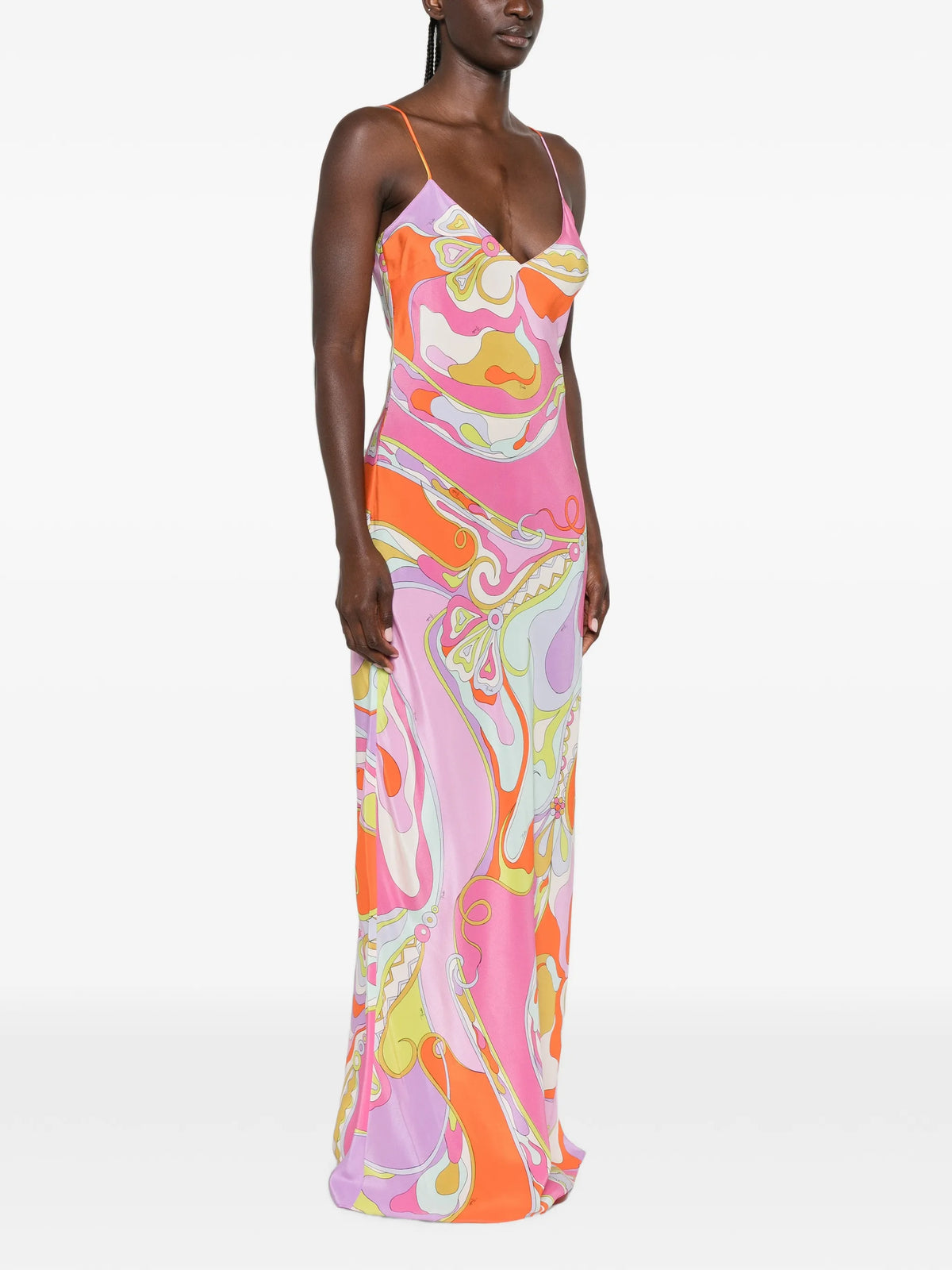 Orchidee print silk dress