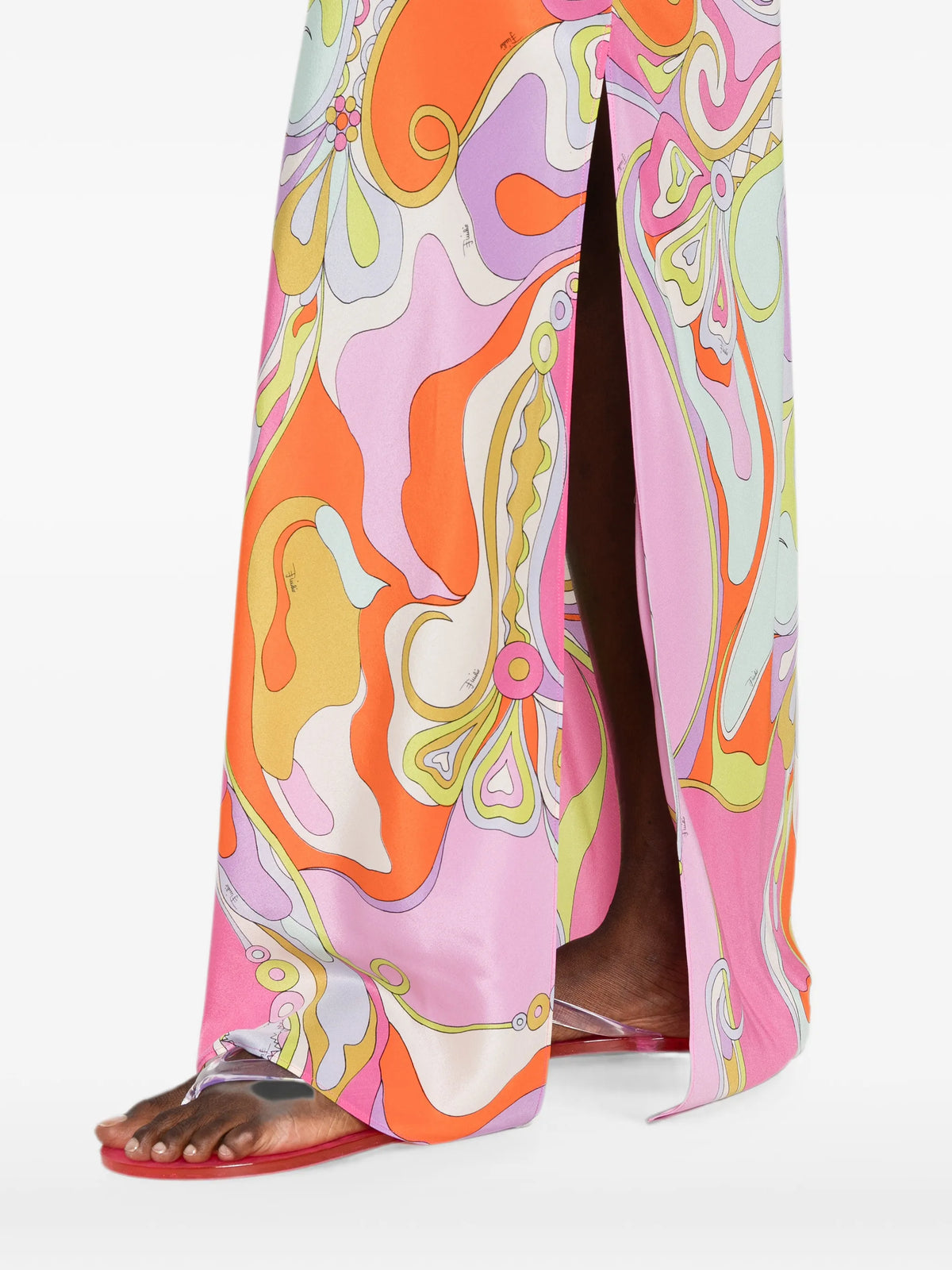 Orchidee print silk dress