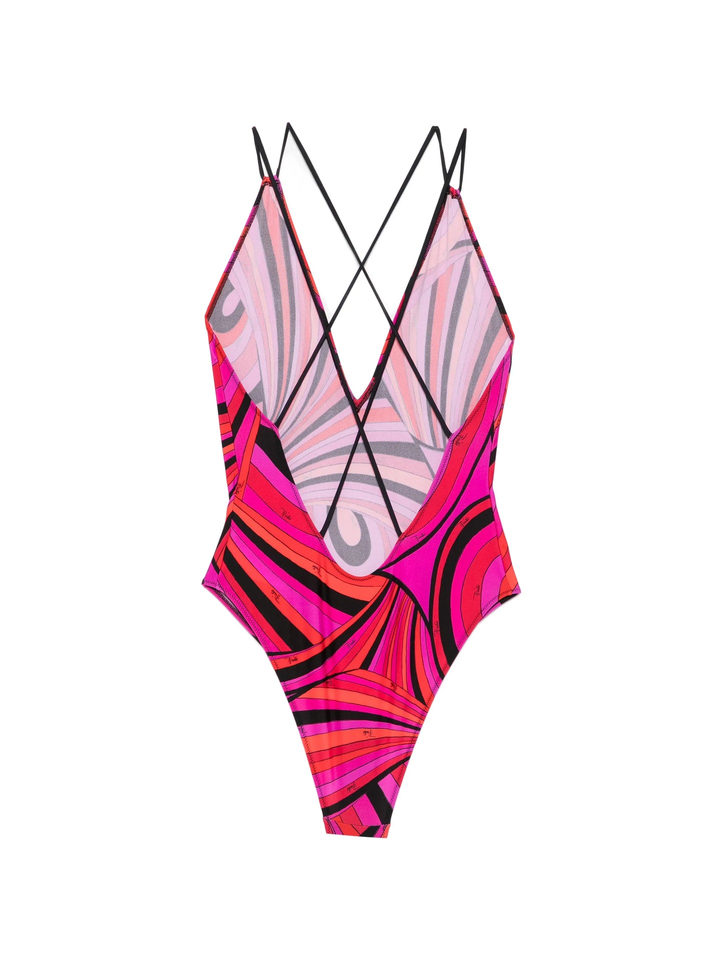 Iride-print V-neck swimsuit