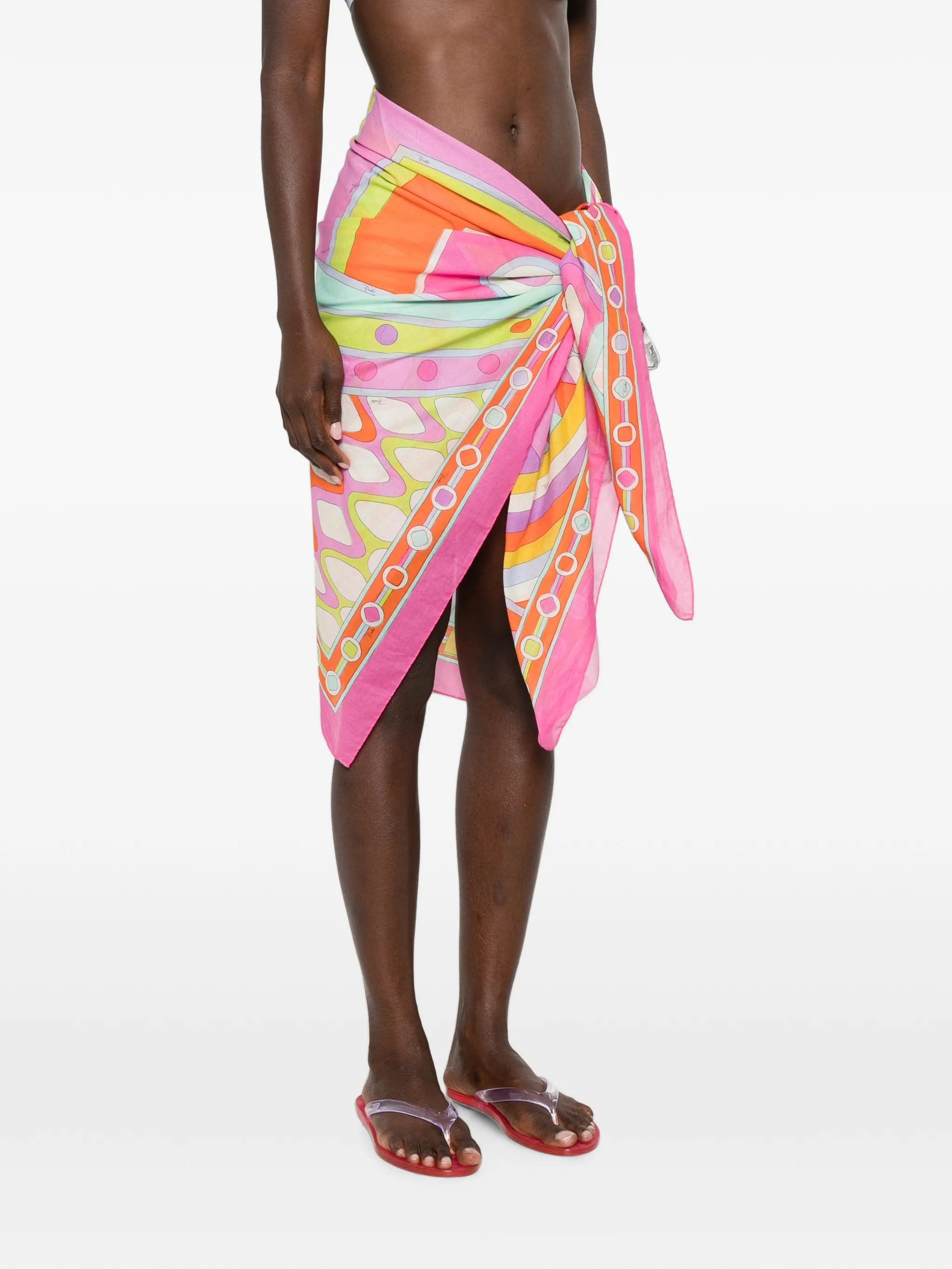 geometric-print pareo midi skirt