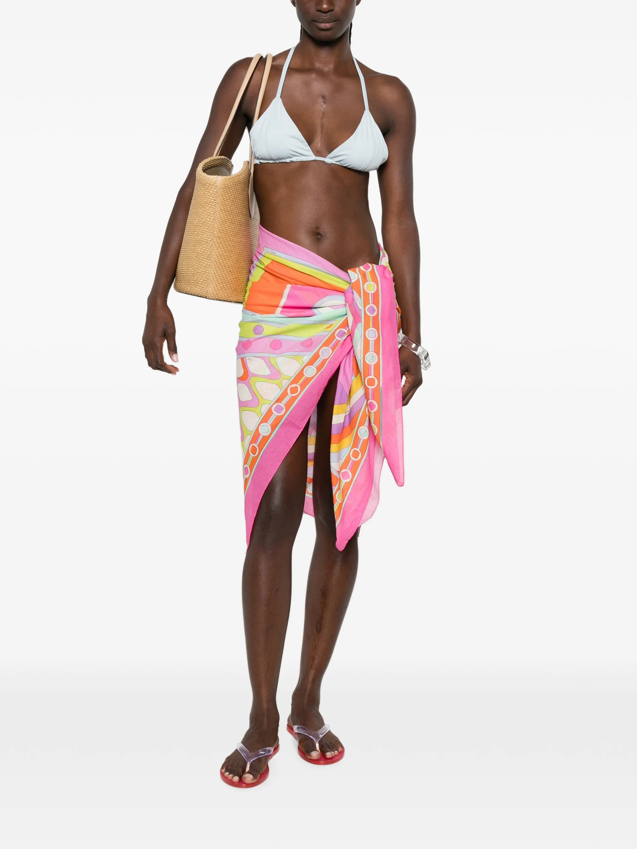 geometric-print pareo midi skirt