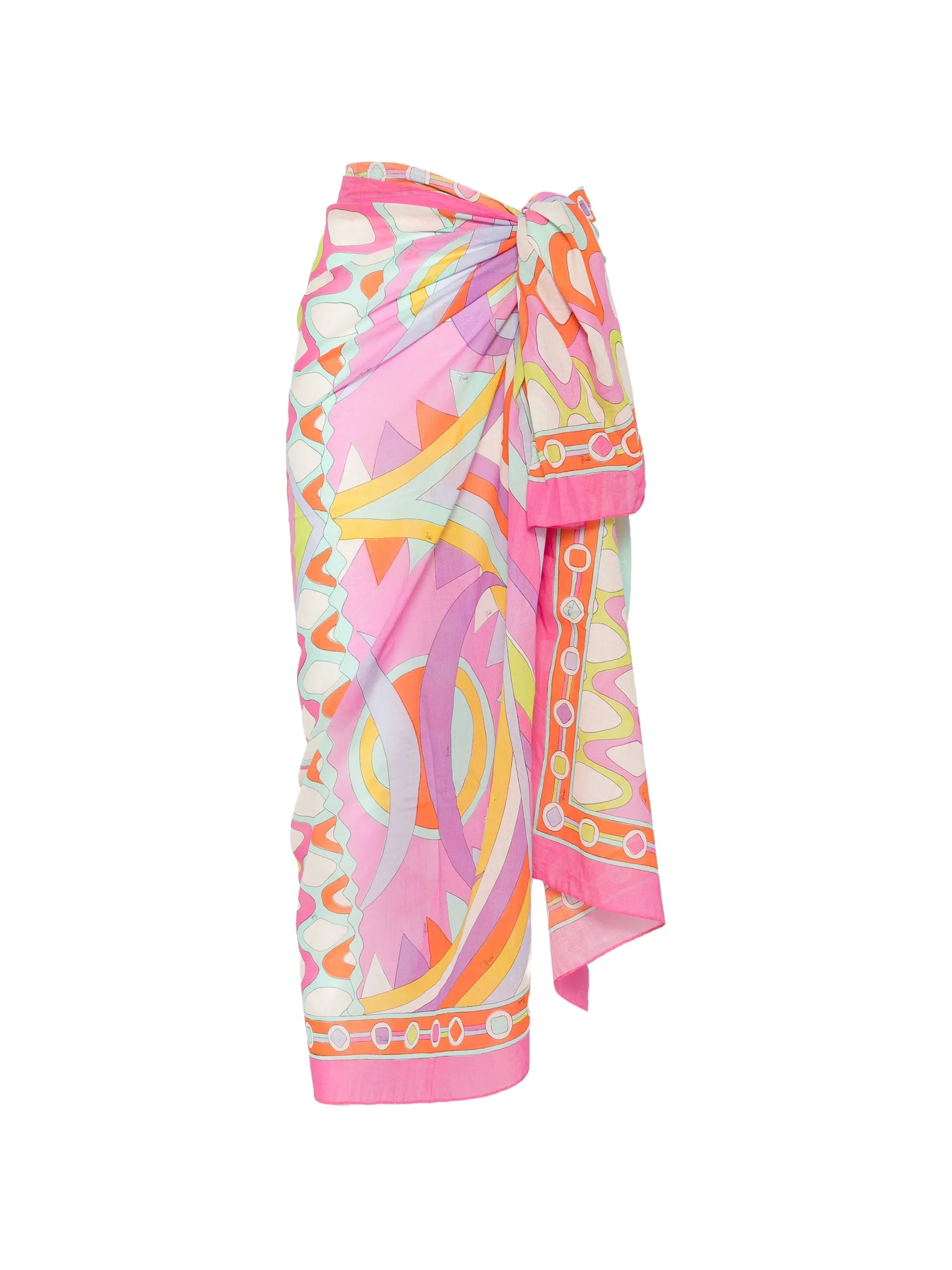 geometric-print pareo midi skirt