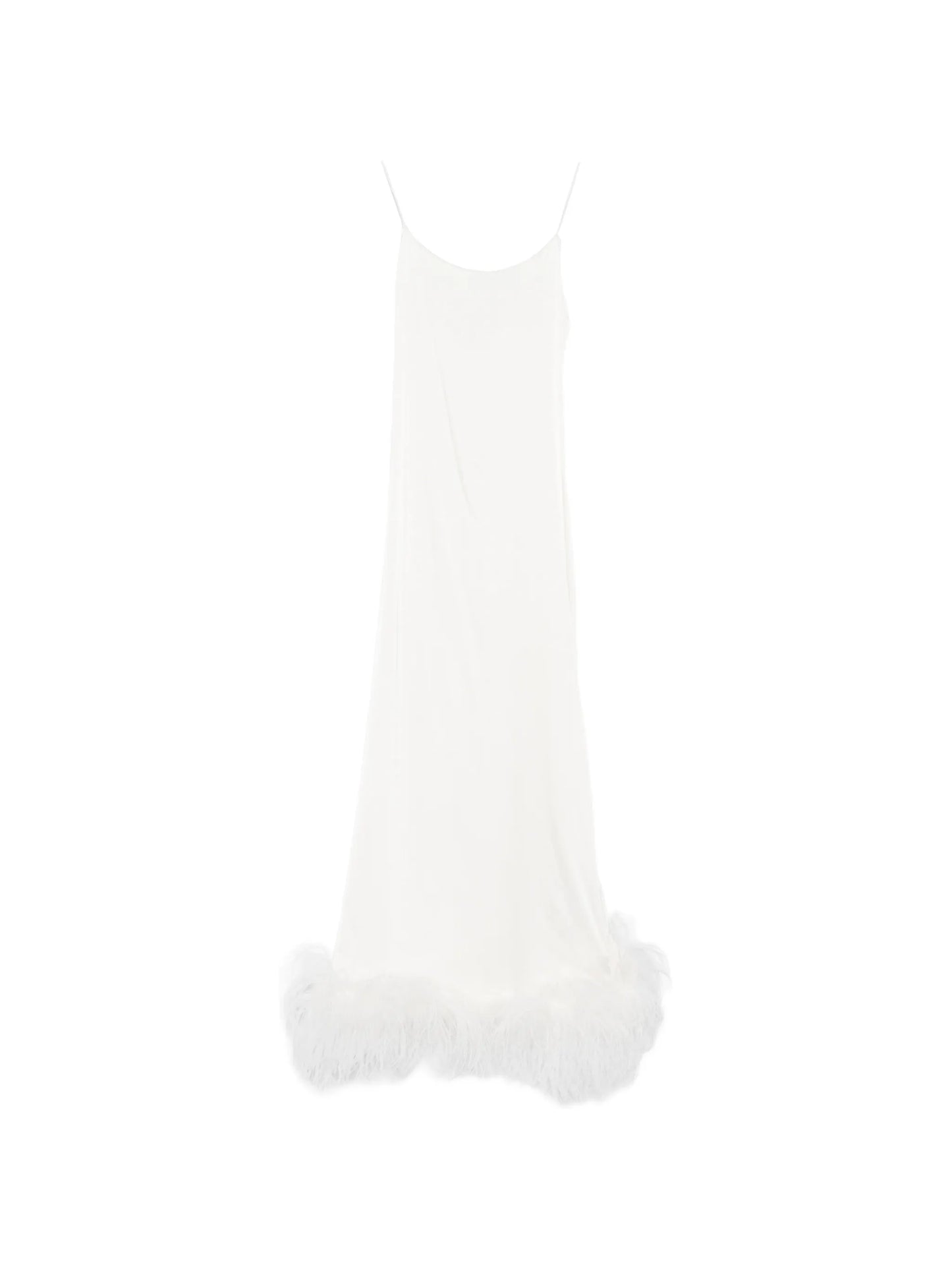 feather-trim midi dress