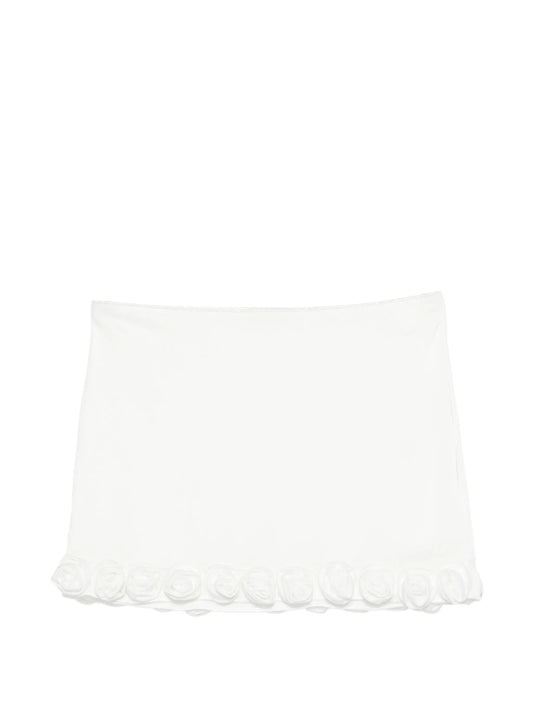 rose-appliqué mini skirt