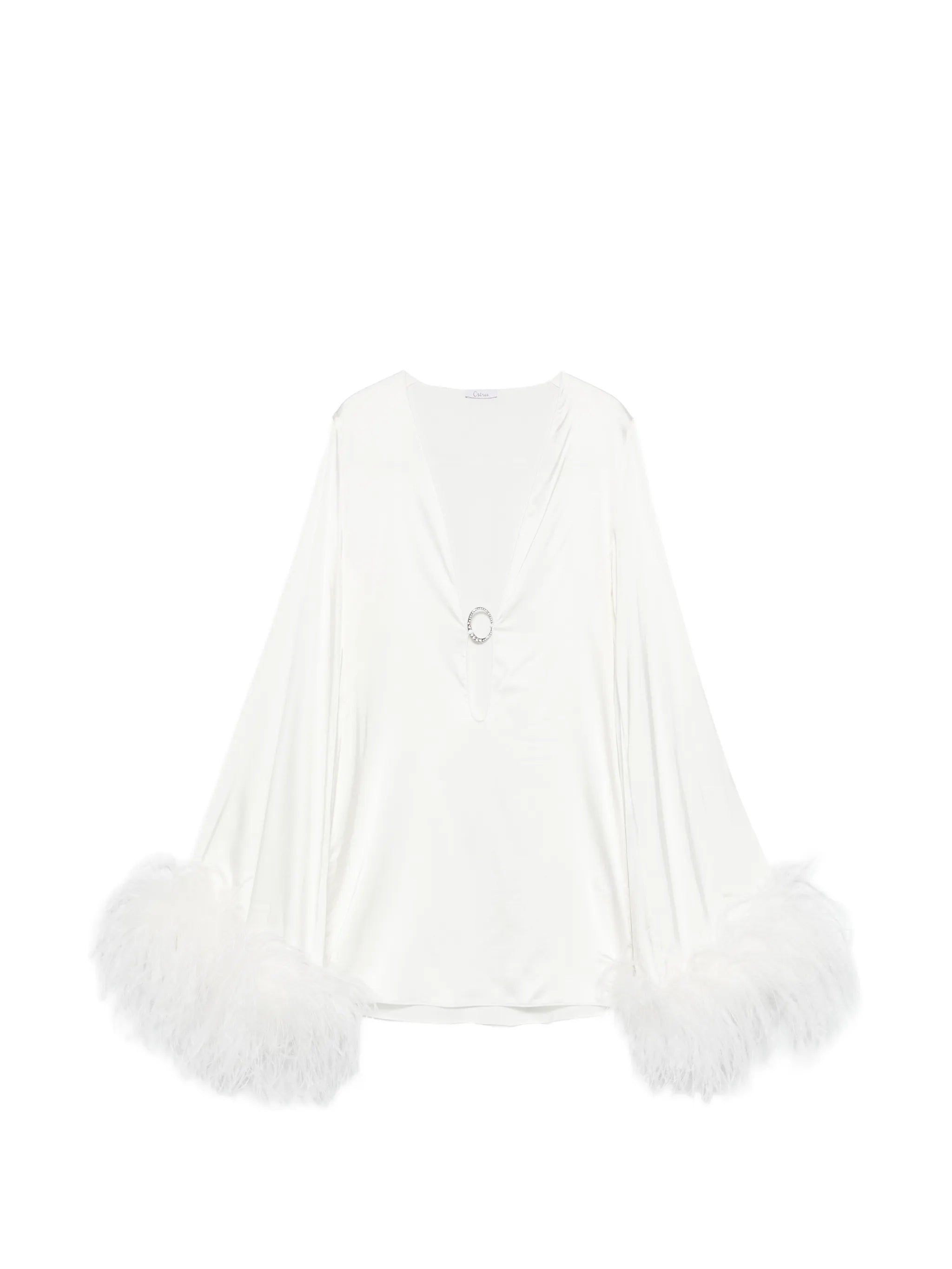 feather-trim mini dress