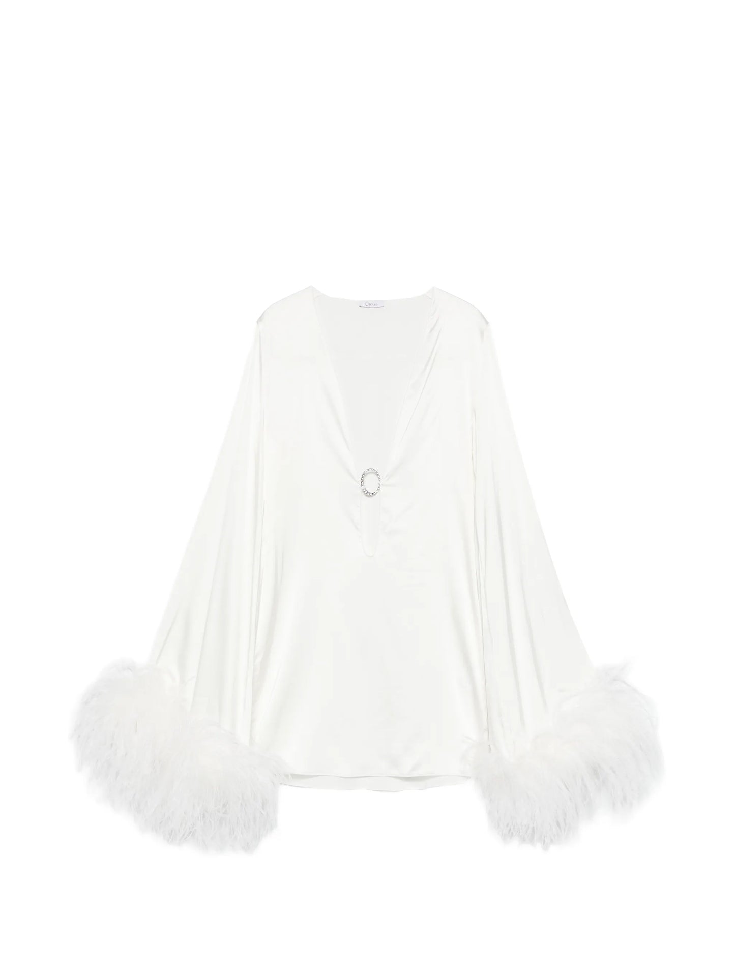 feather-trim mini dress
