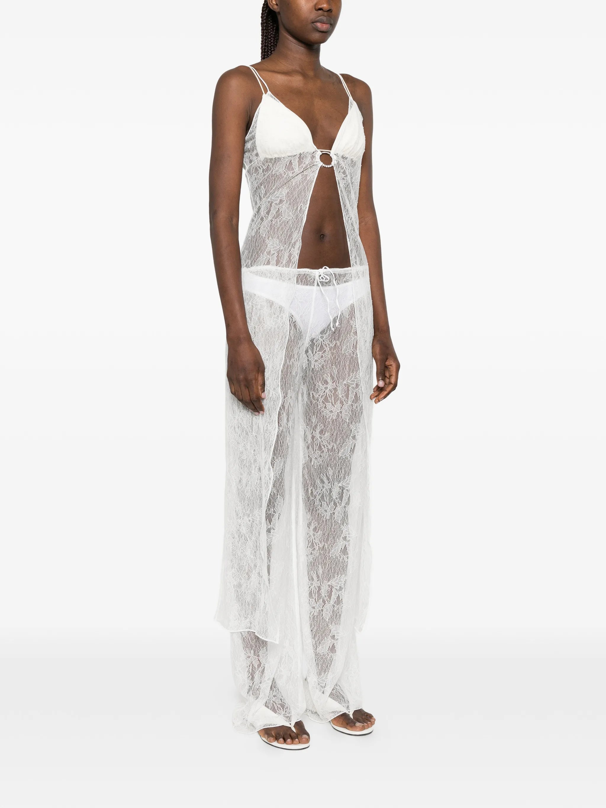 lace gem-embellished kaftan