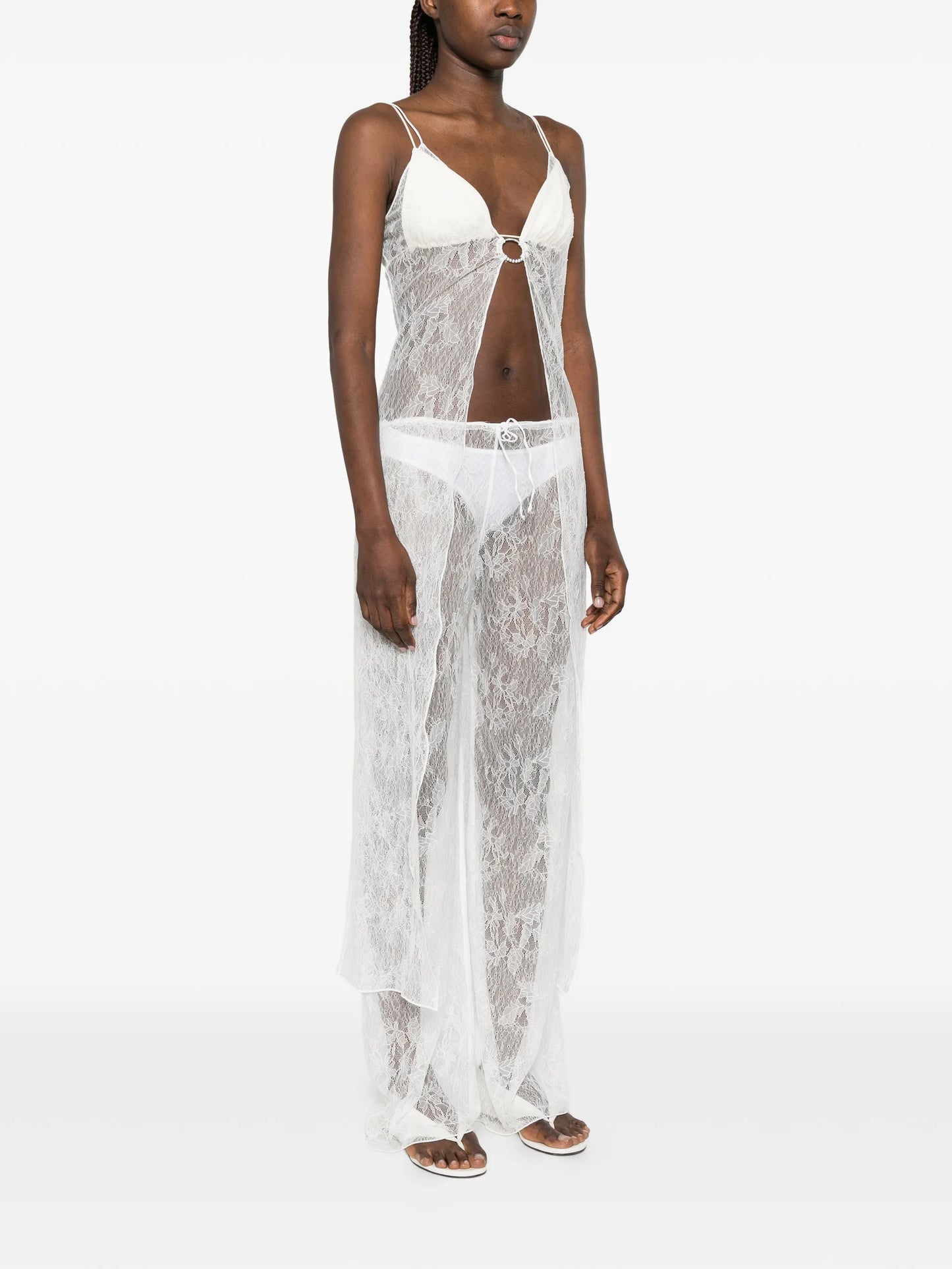 lace gem-embellished kaftan