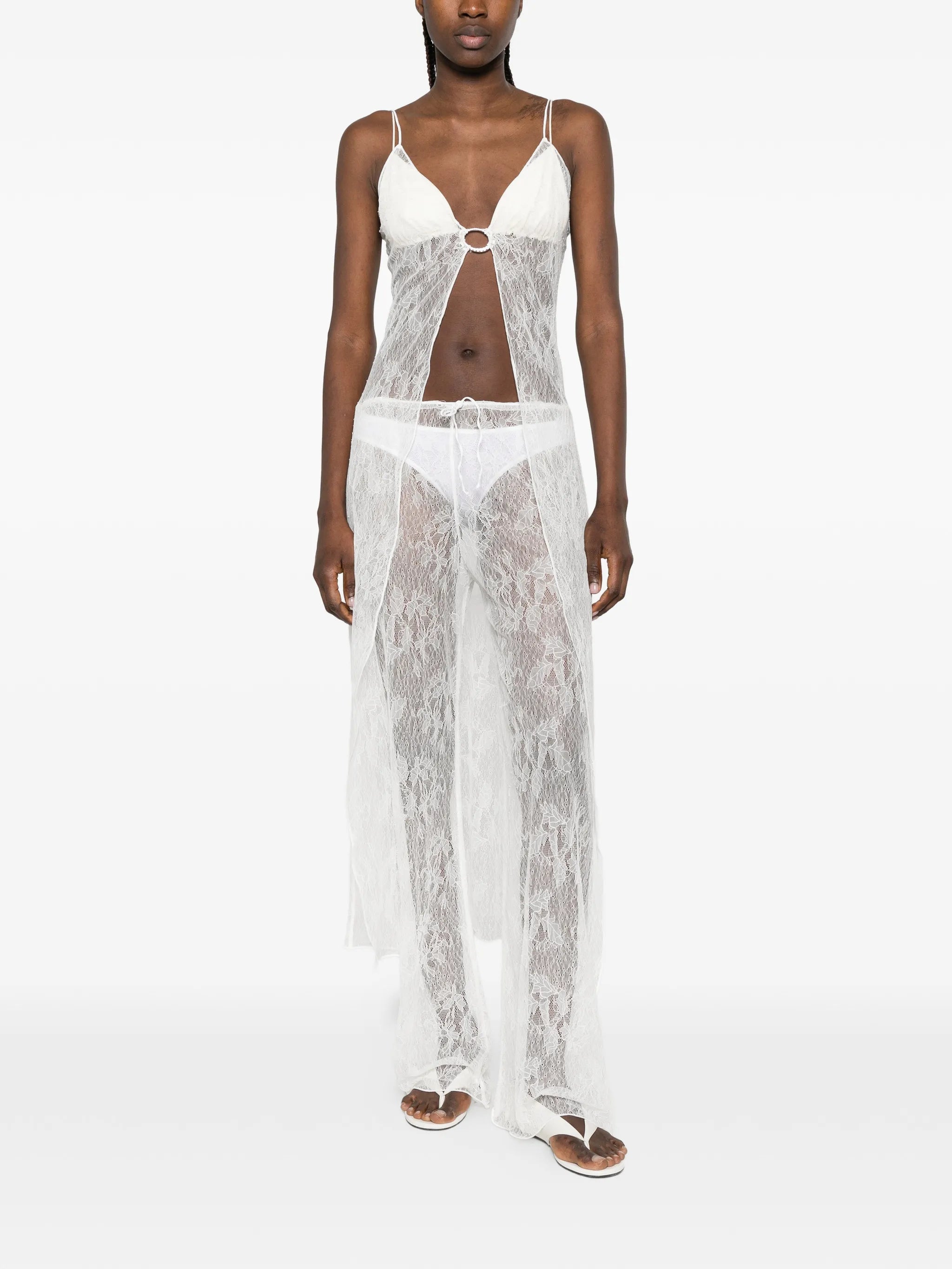 lace drawstring palazzo pants