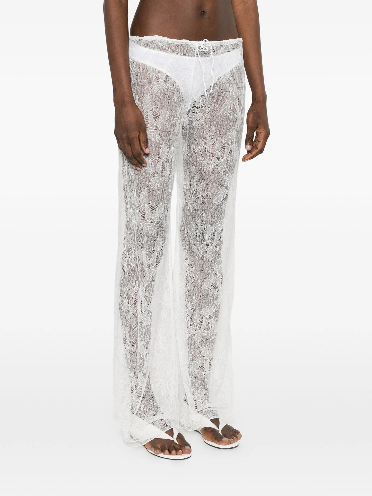 lace drawstring palazzo pants