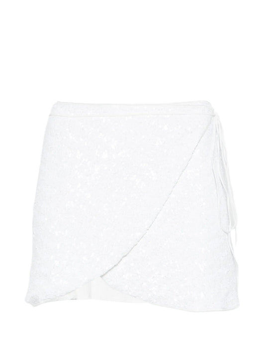 sequin-embellished wrap mini skirt