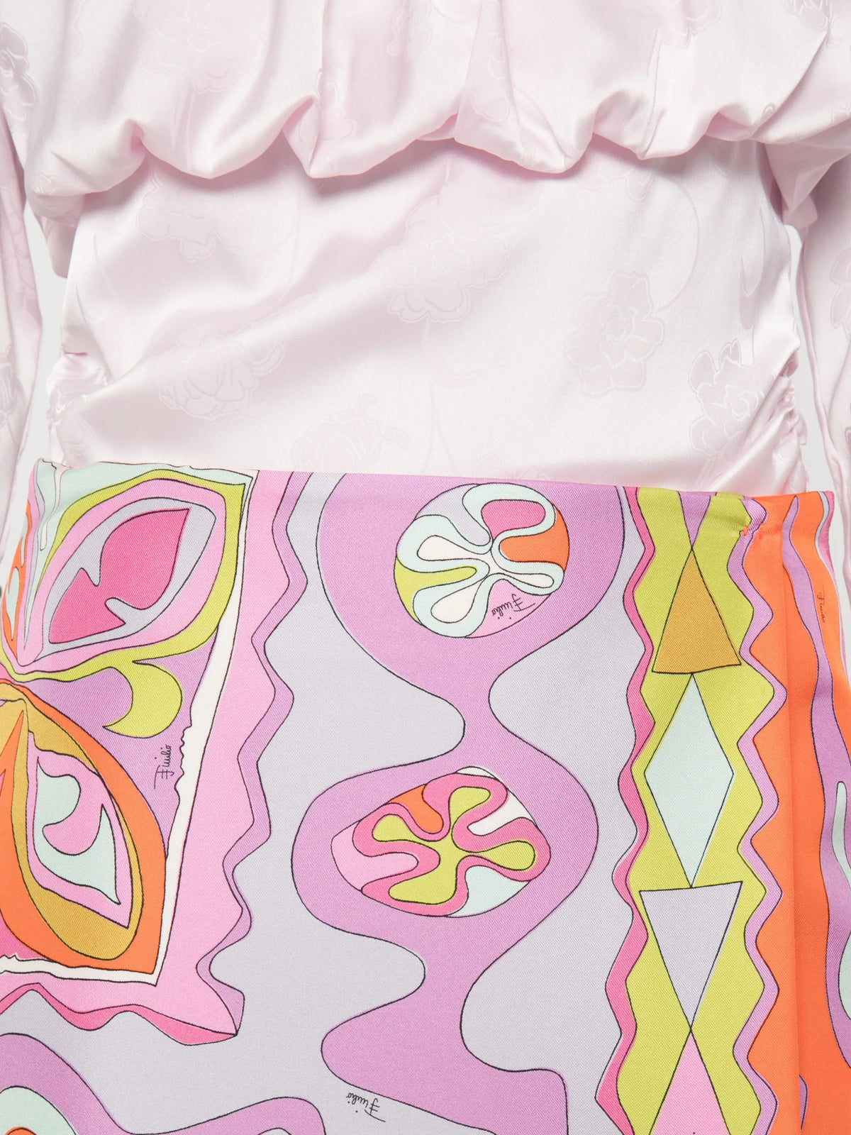 Angoli print silk skirt