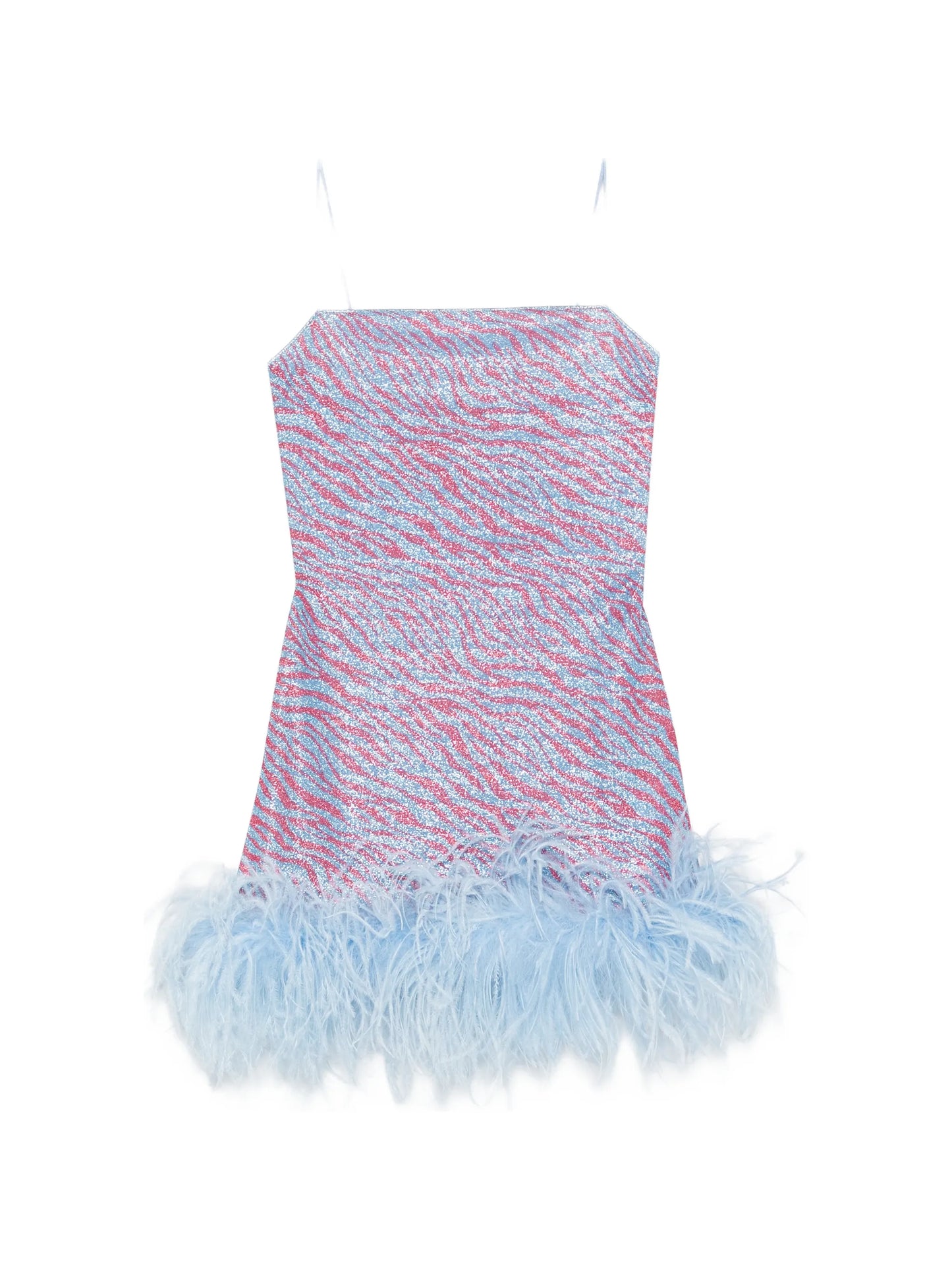 animal-print feather-trim mini dress