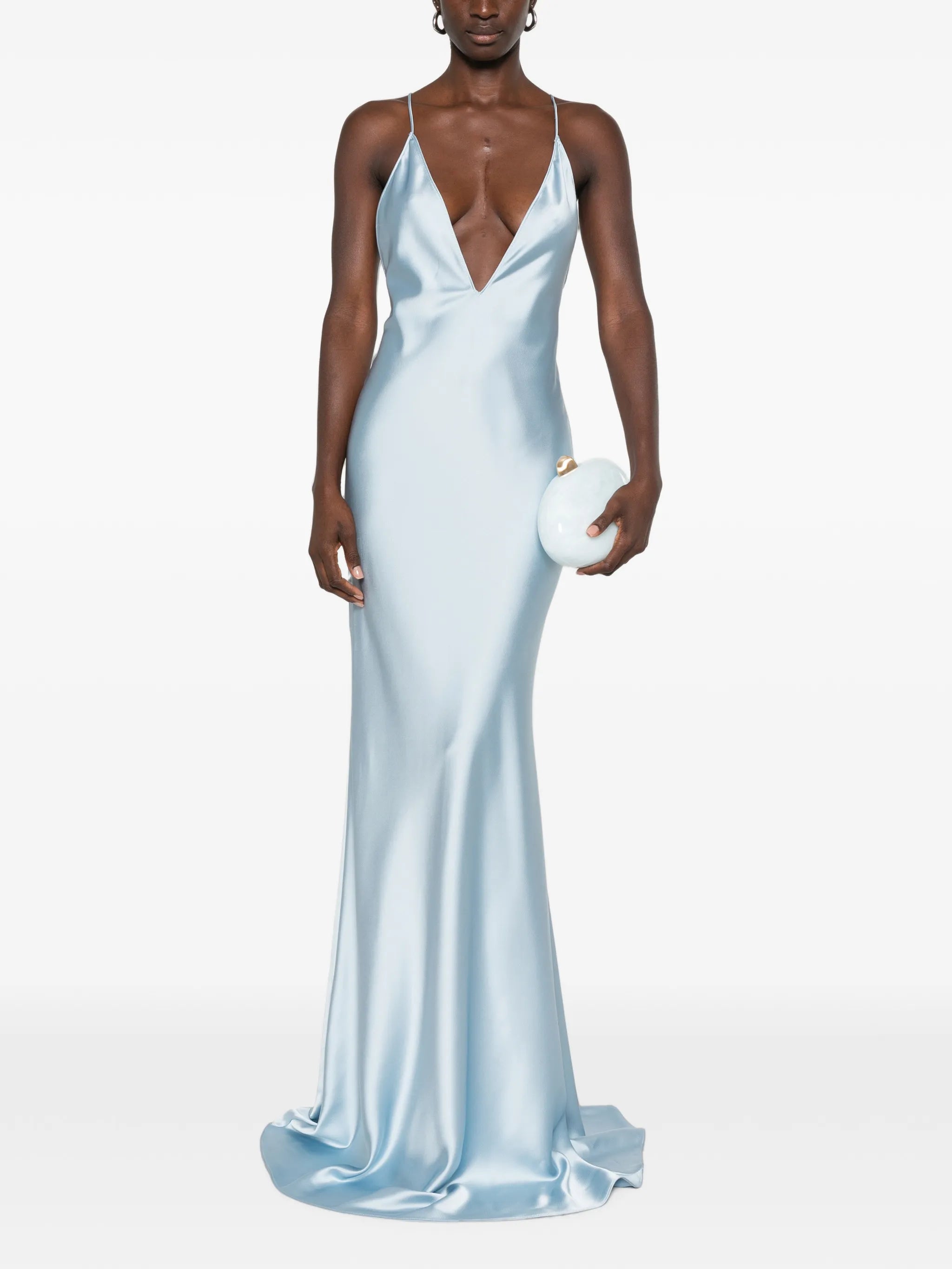 Claudie V-neck feather maxi dress