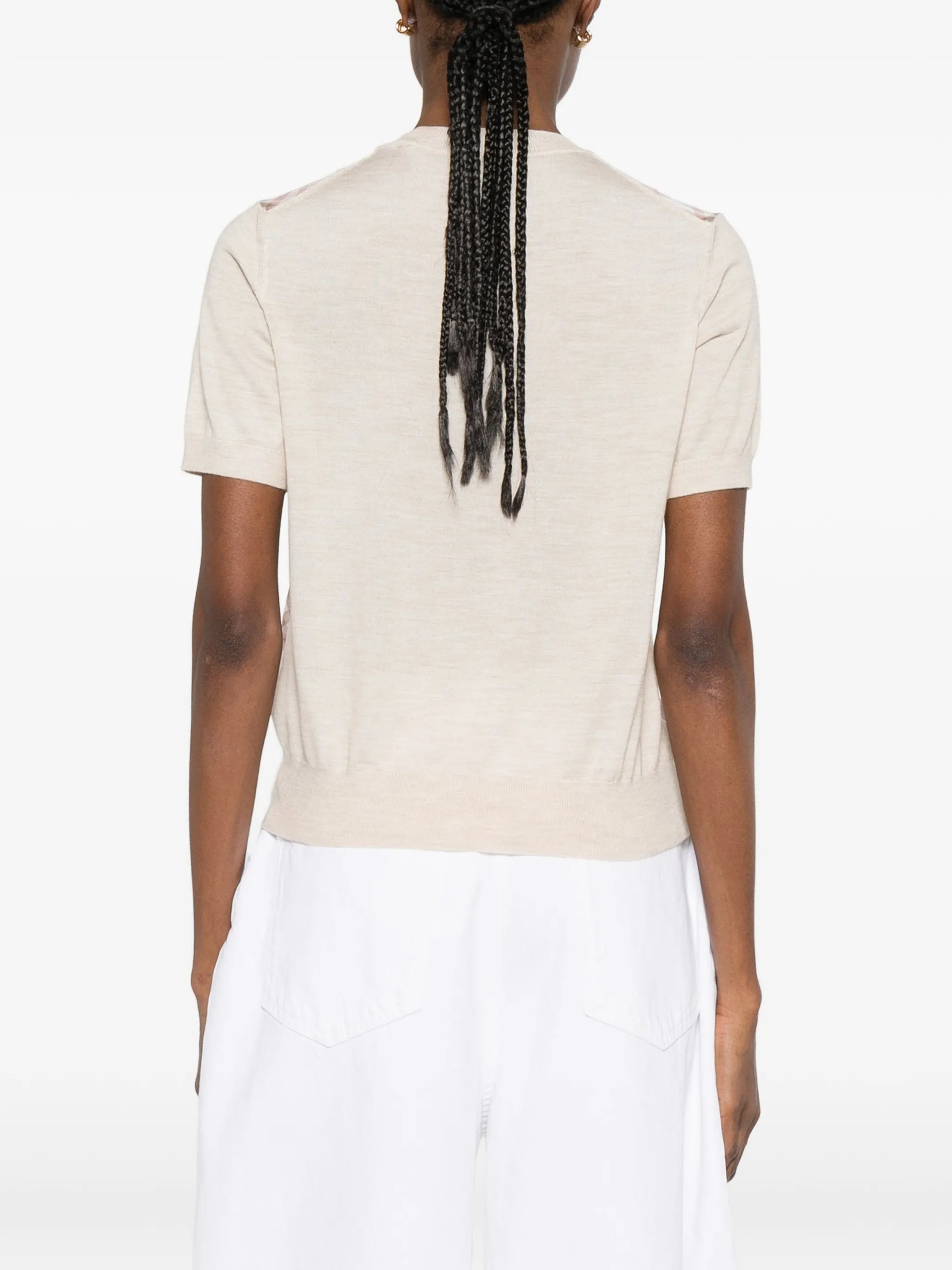 Check short-sleeved T-shirt