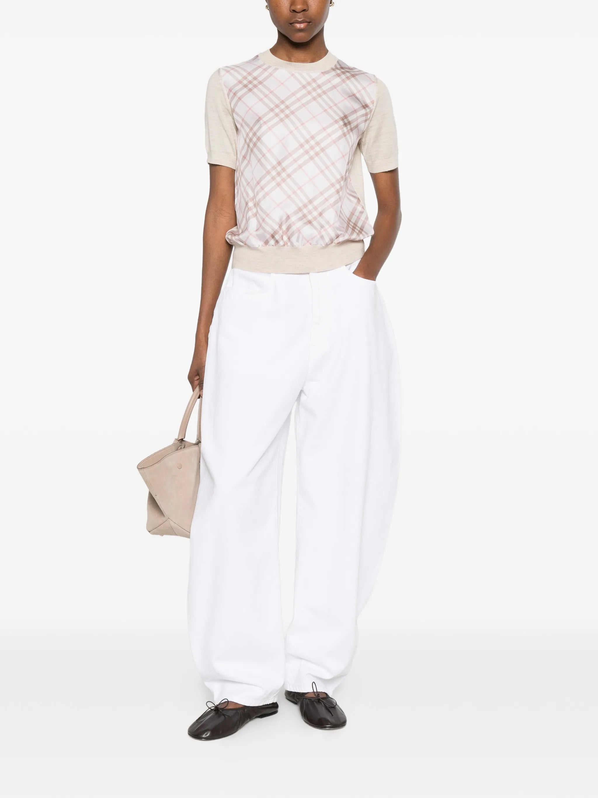 Check short-sleeved T-shirt