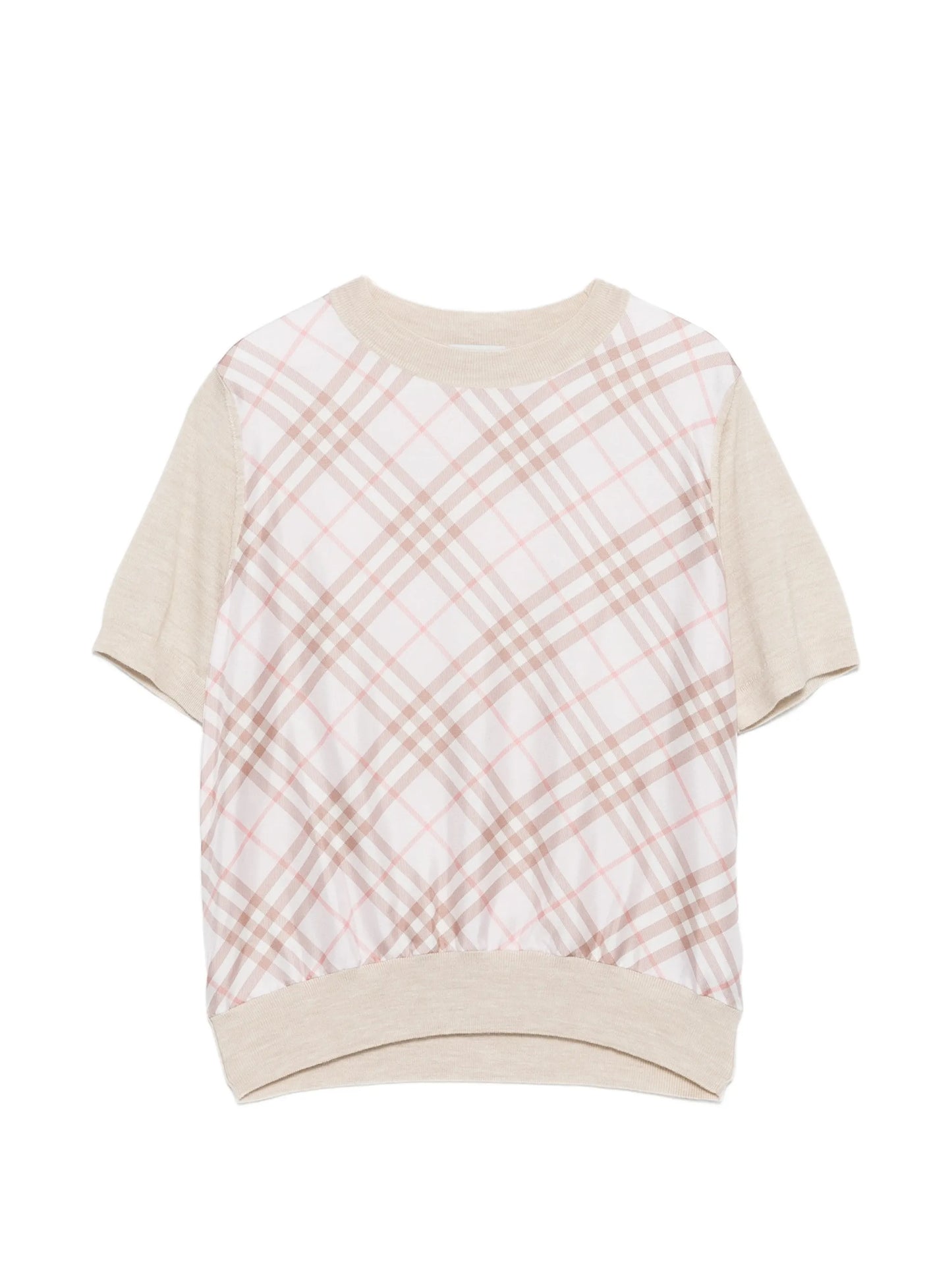 Check short-sleeved T-shirt