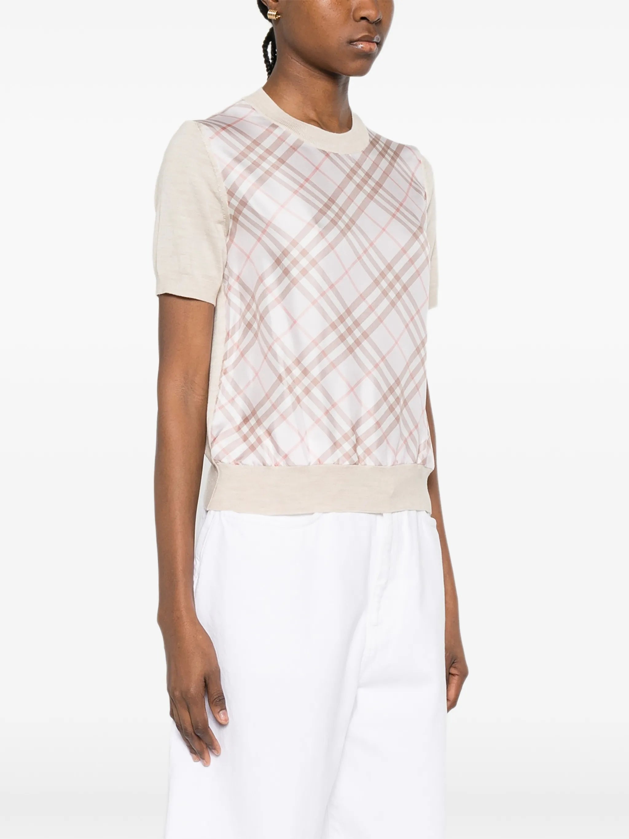 Check short-sleeved T-shirt