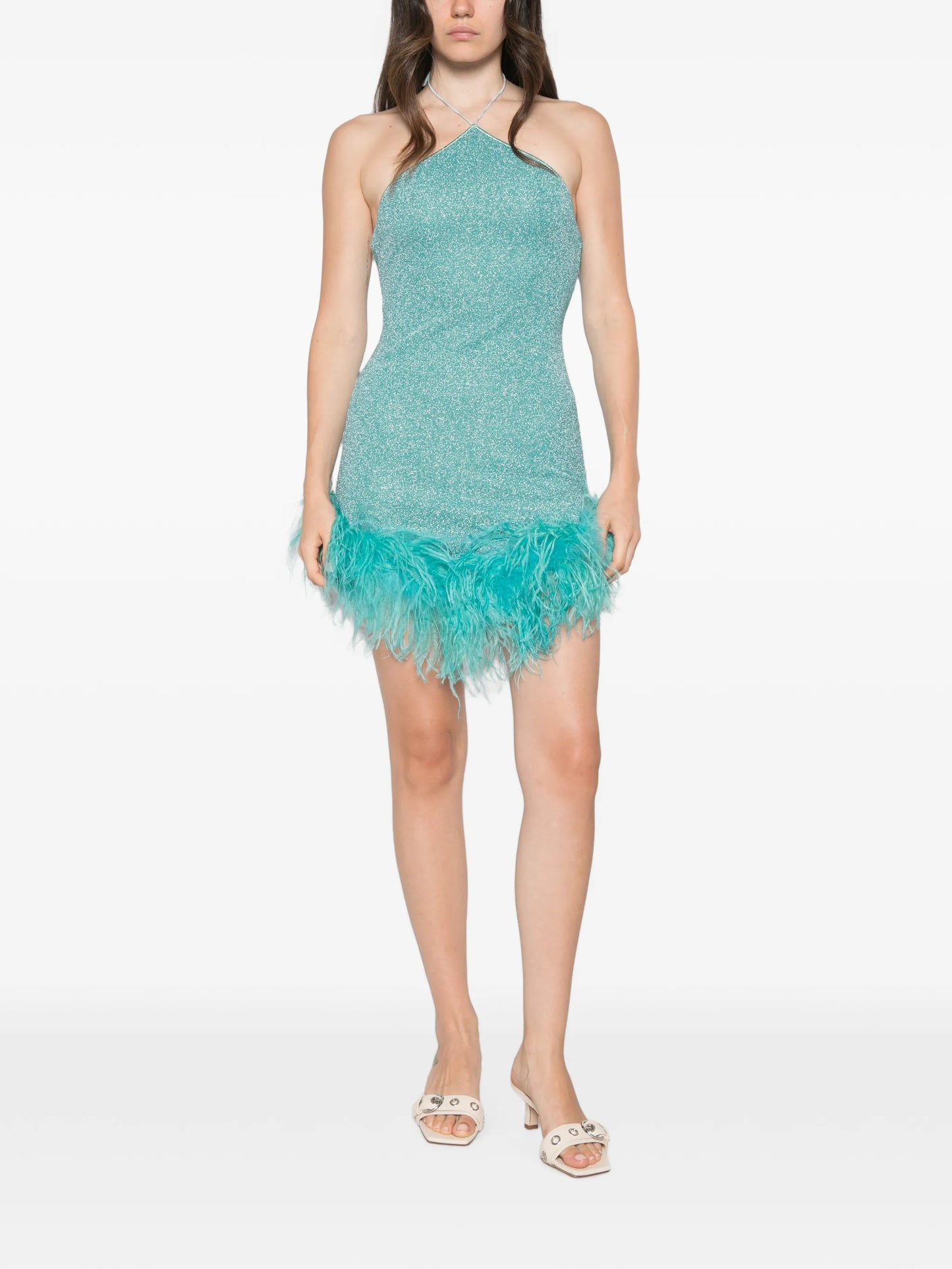 Lumiere feather-trim mini dress