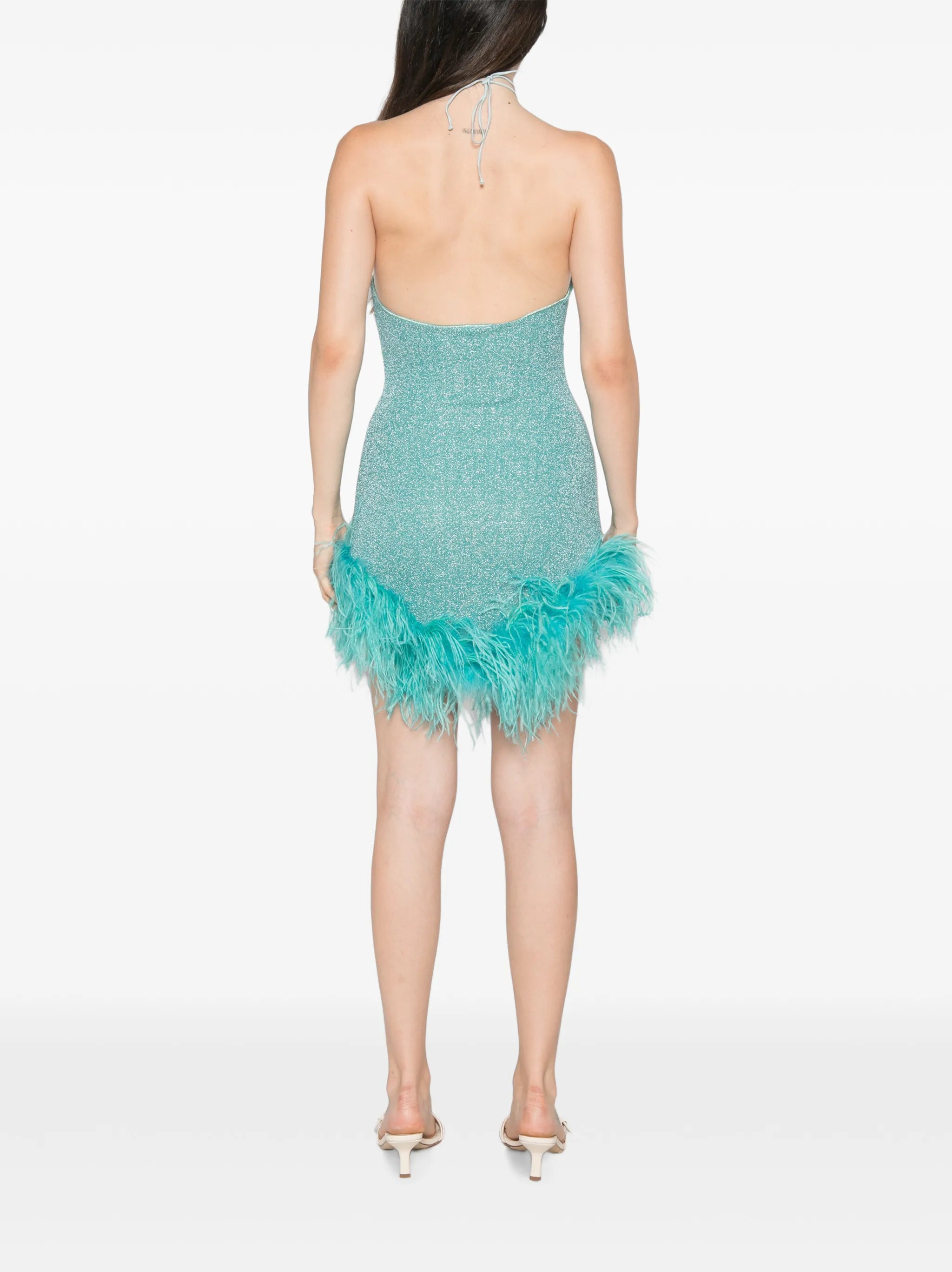 Lumiere feather-trim mini dress