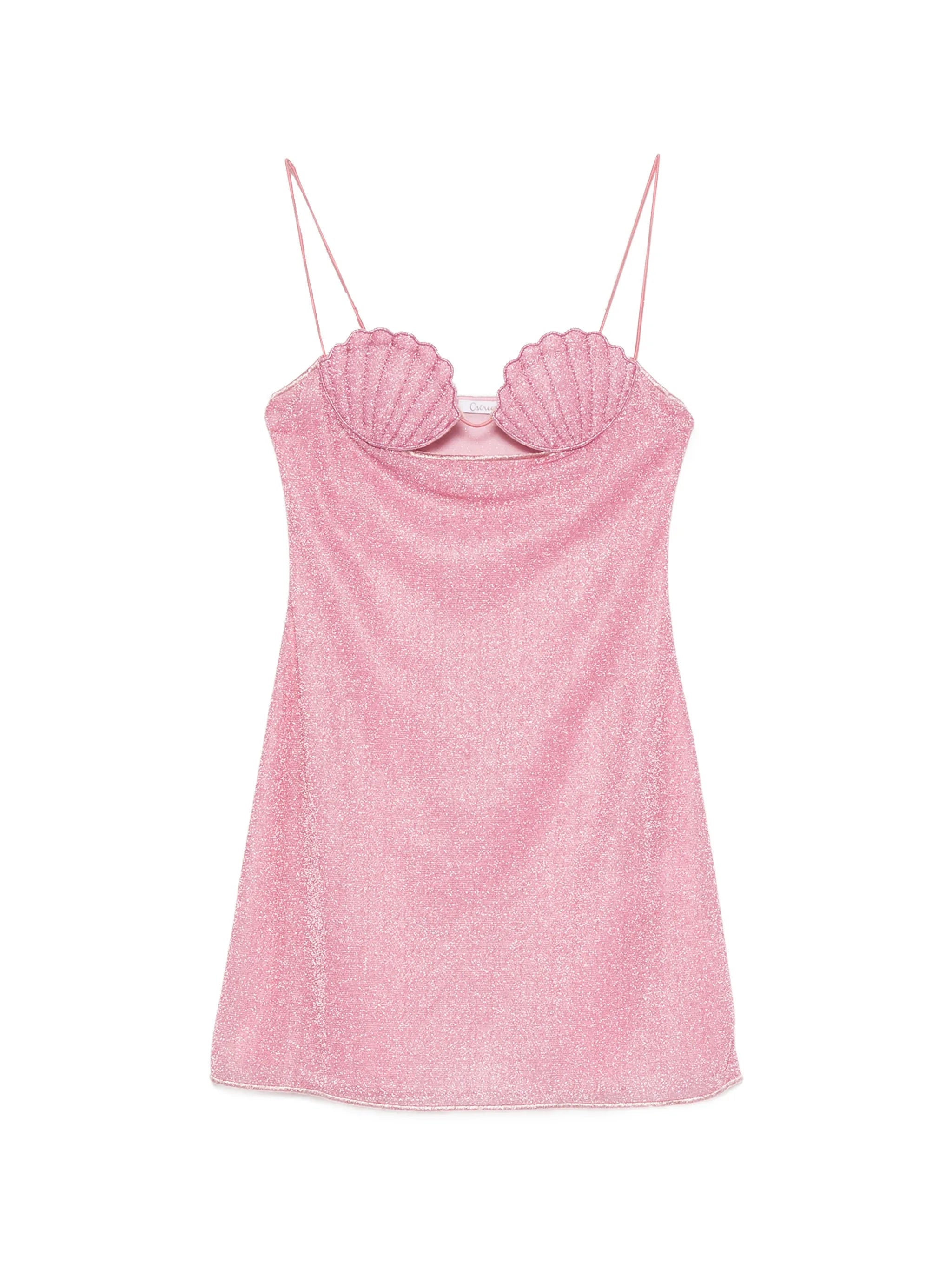 Shell-cup glitter-effect dress