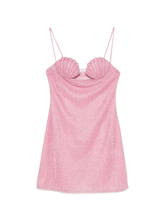 Shell-cup glitter-effect dress