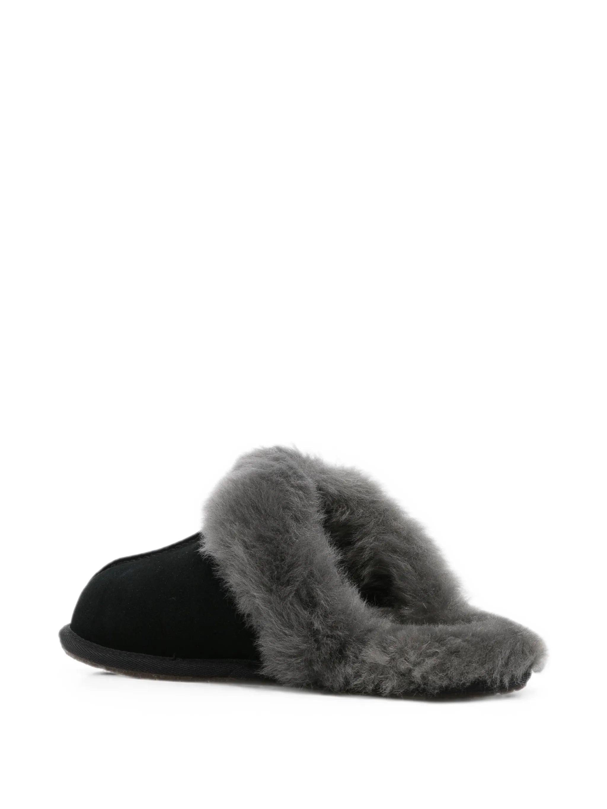 Scuffette II shearling-trim leather mules