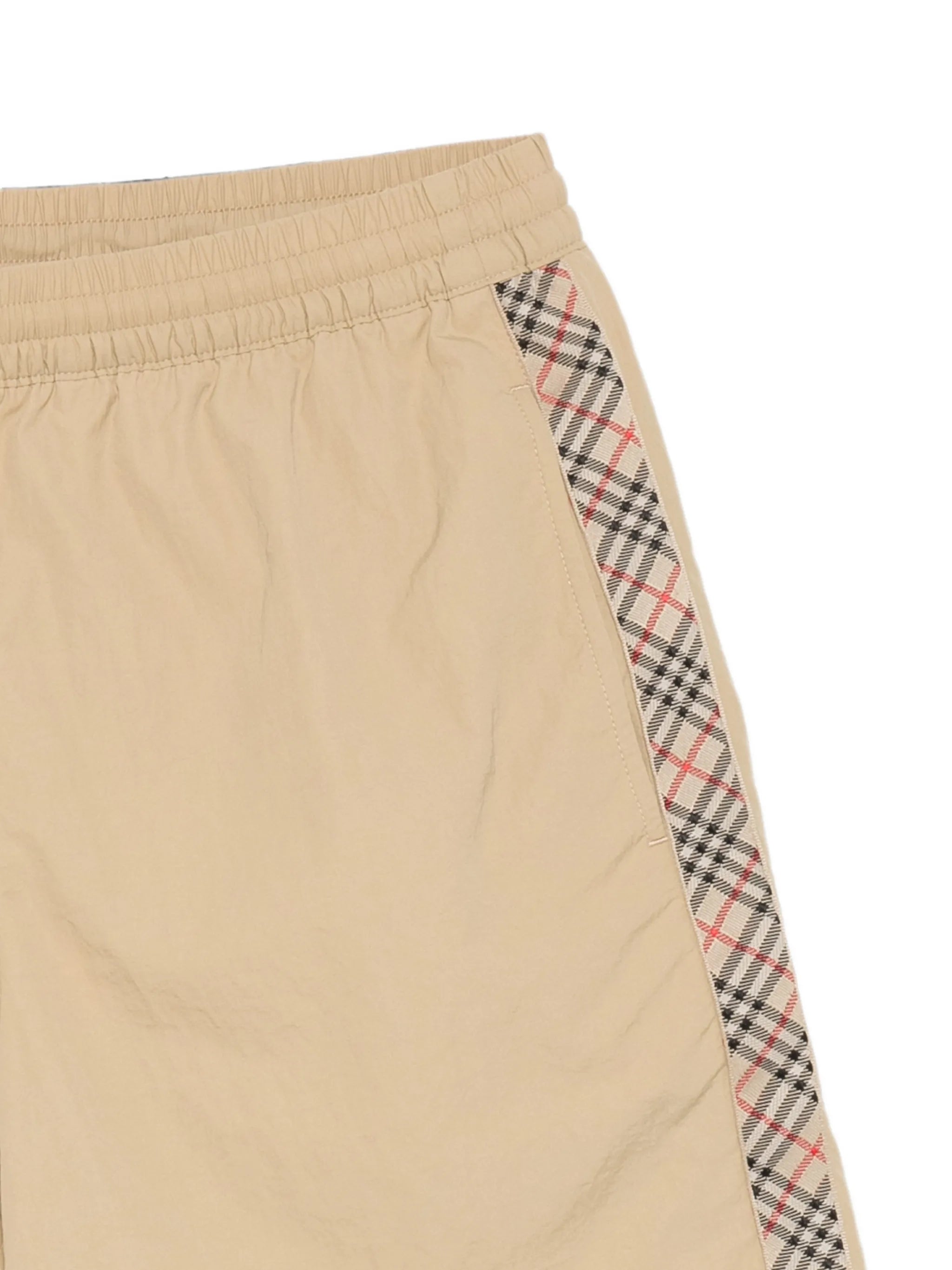 check-stripe swim shorts