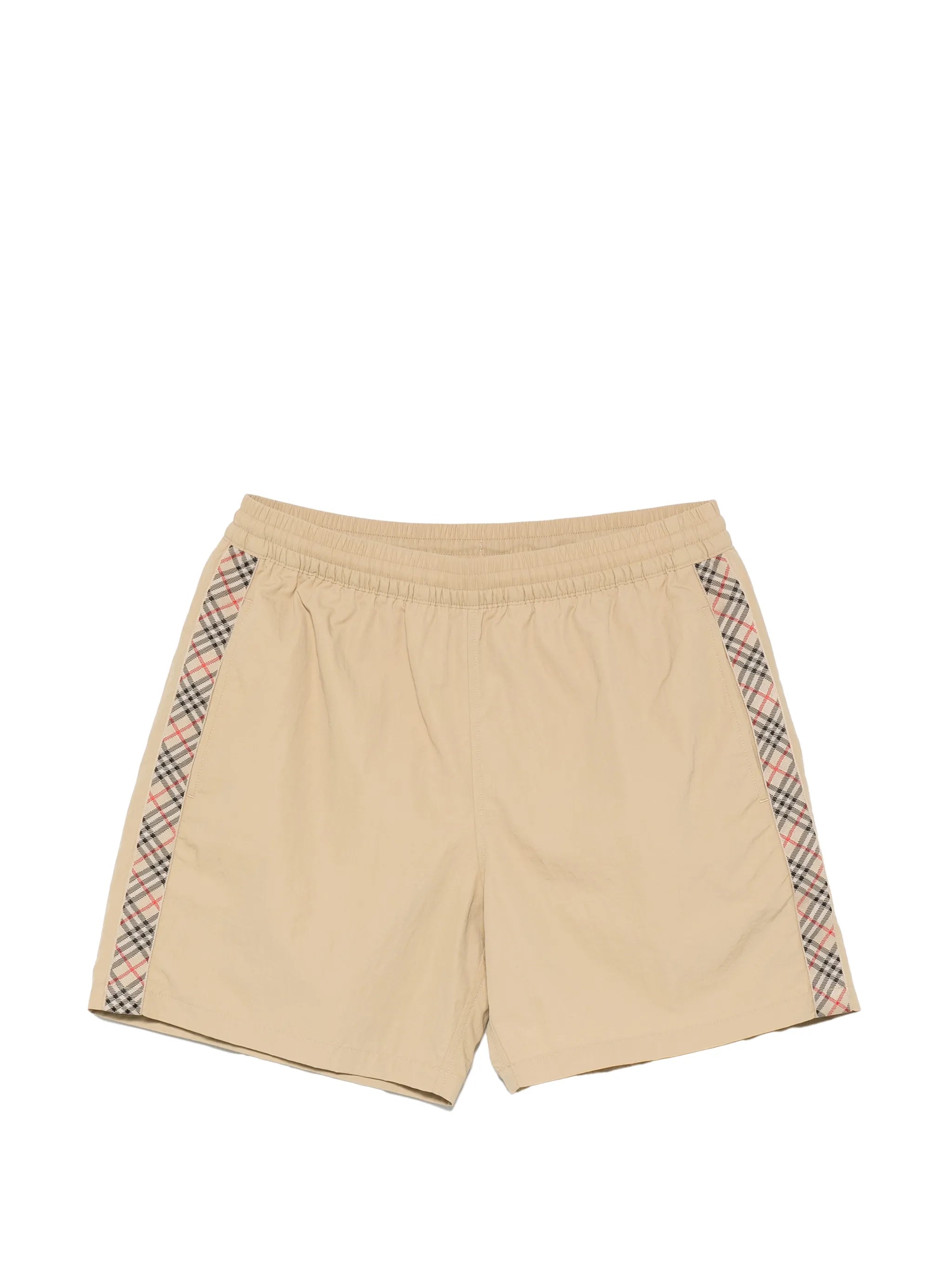 check-stripe swim shorts