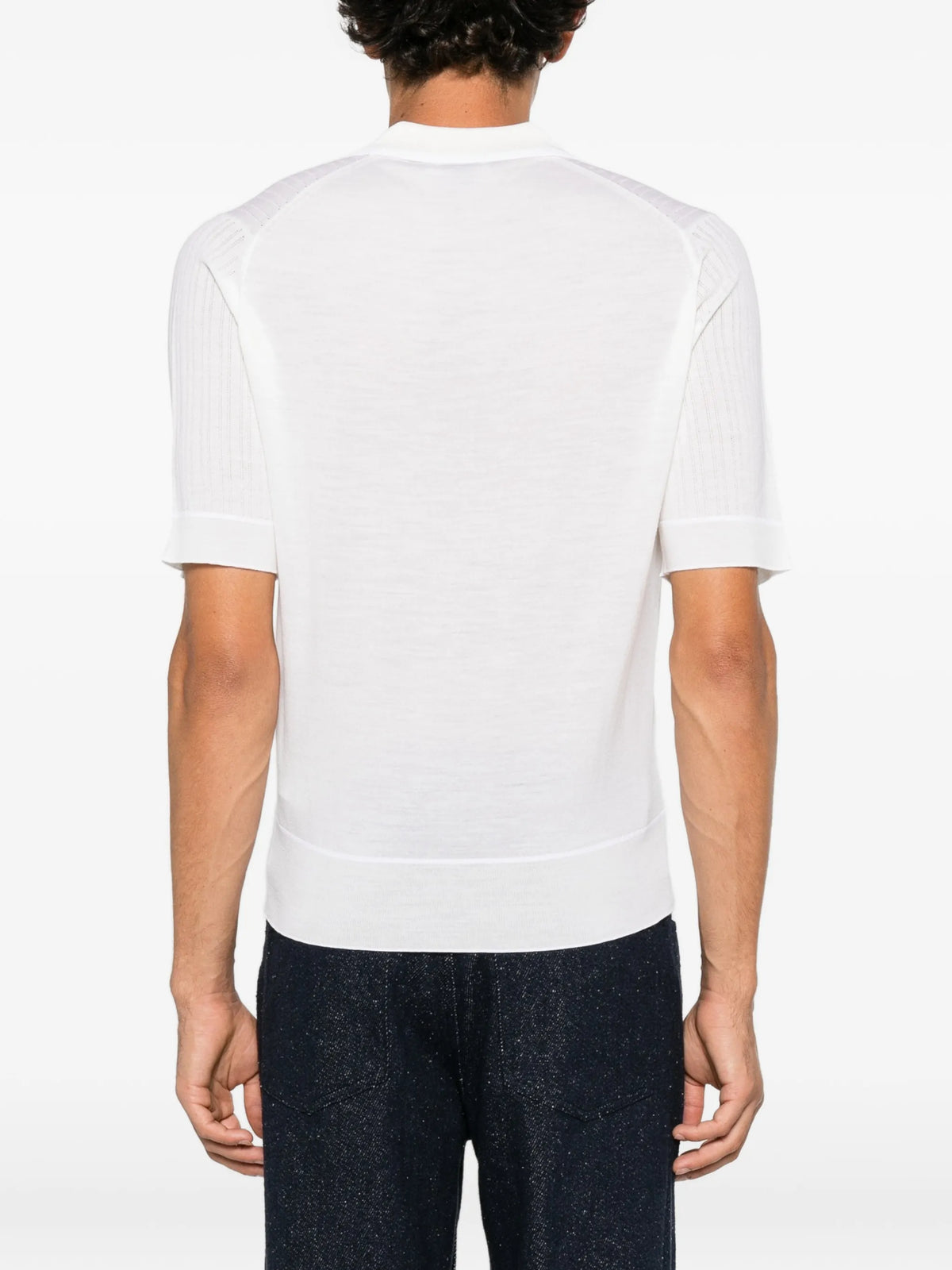 Blessings lace-knit polo shirt