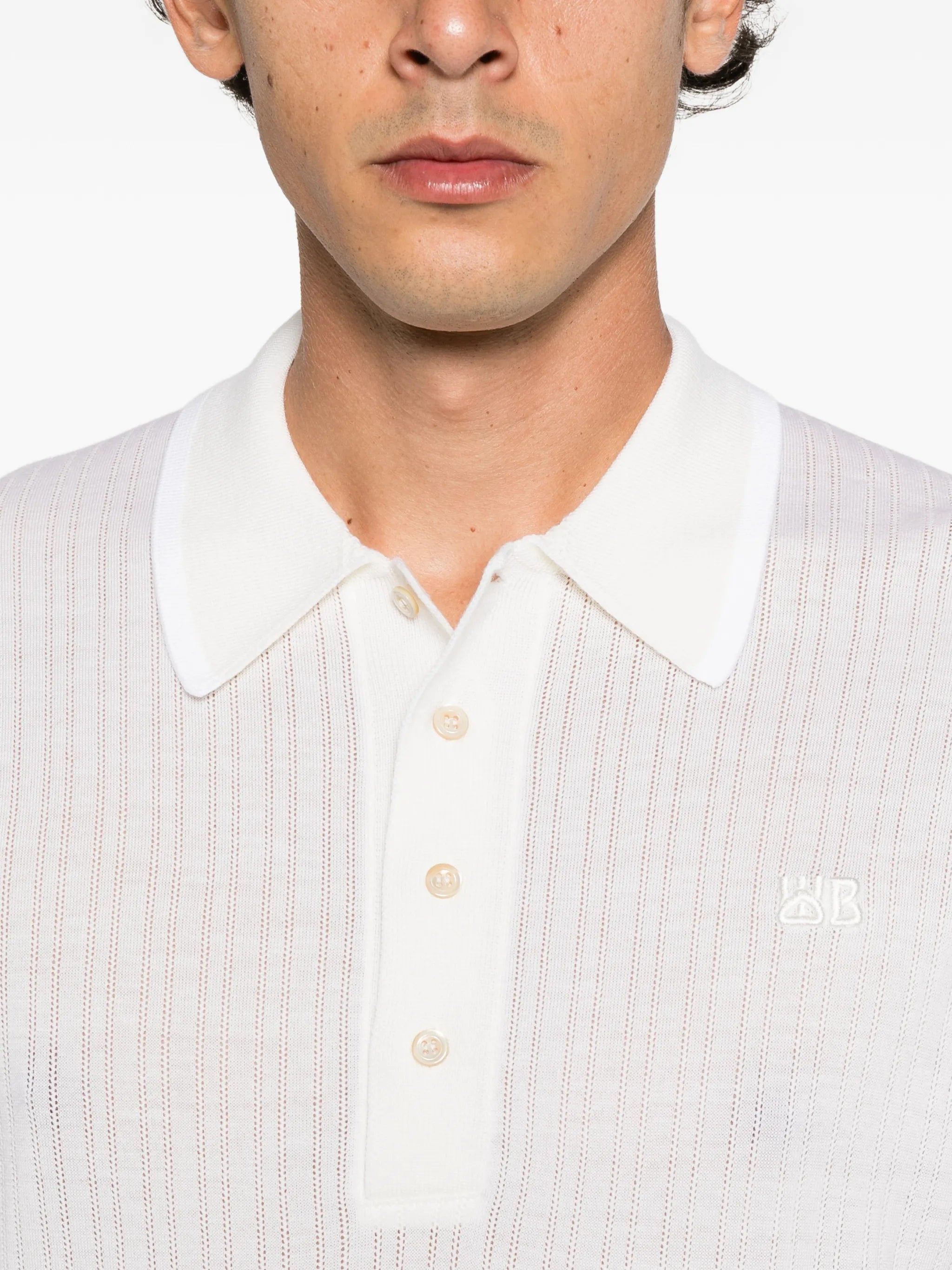 Blessings lace-knit polo shirt