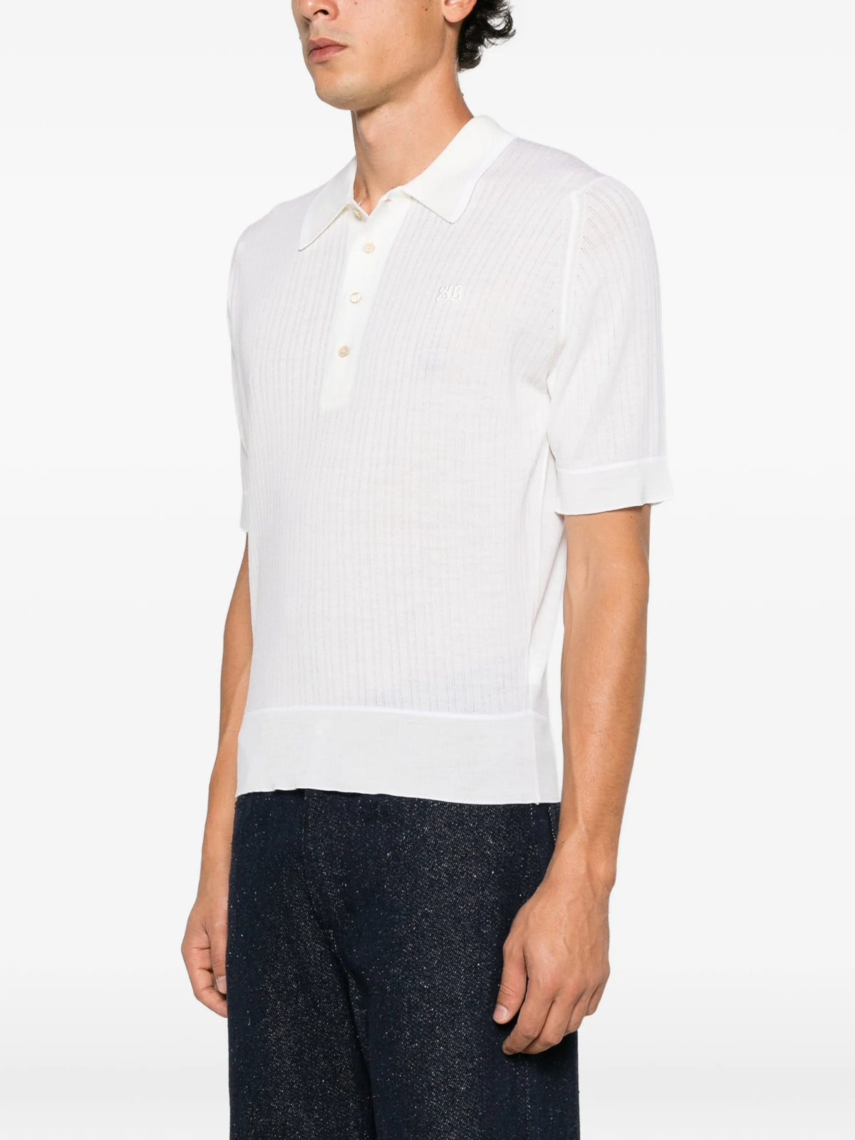 Blessings lace-knit polo shirt
