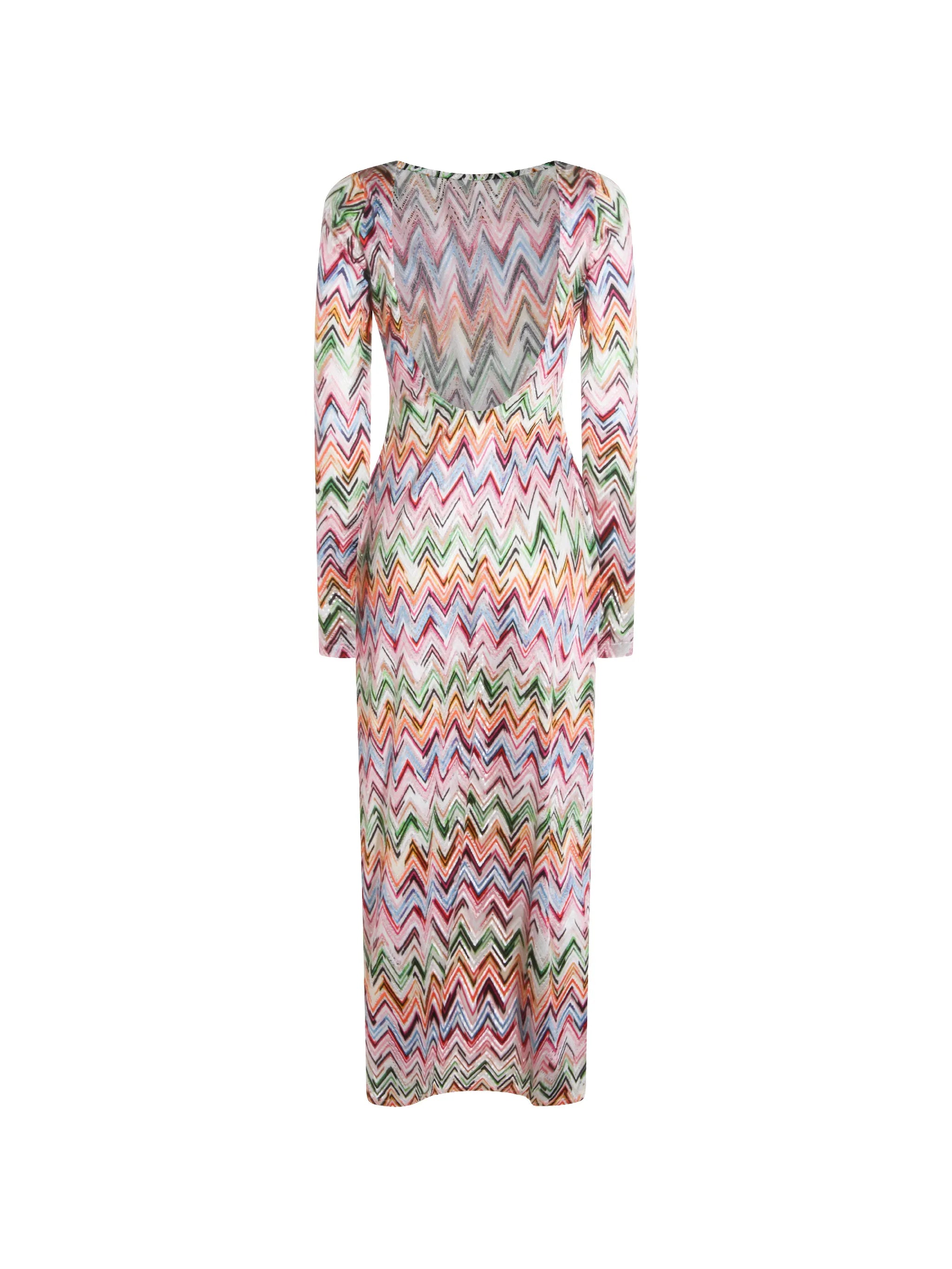zigzag lace motif long-sleeved dress