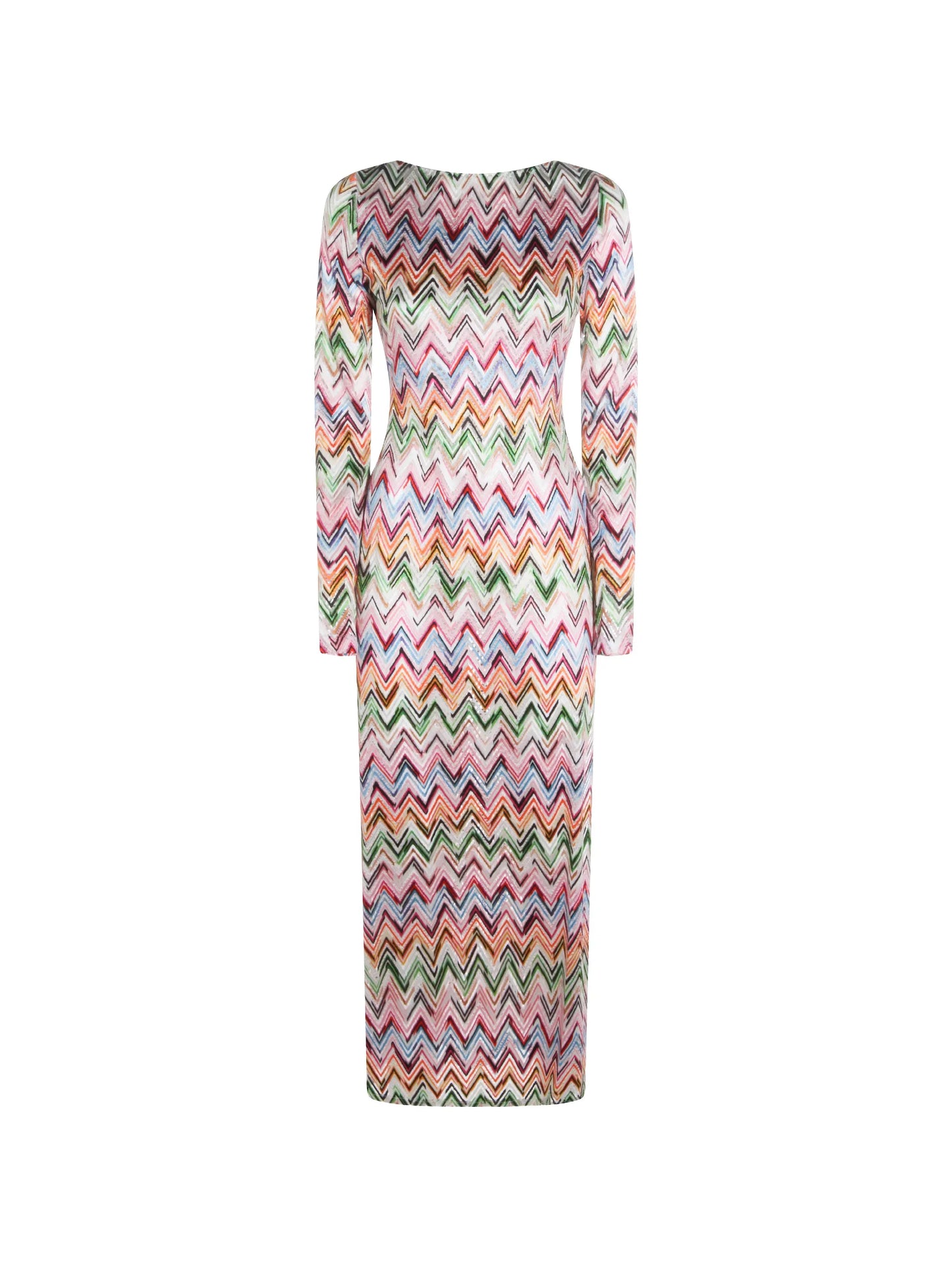 zigzag lace motif long-sleeved dress
