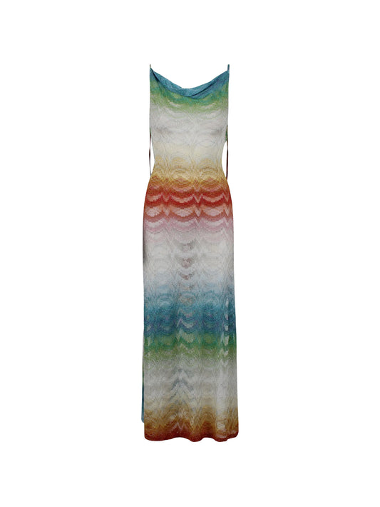 long cover-up dress in shaded lamé viscose