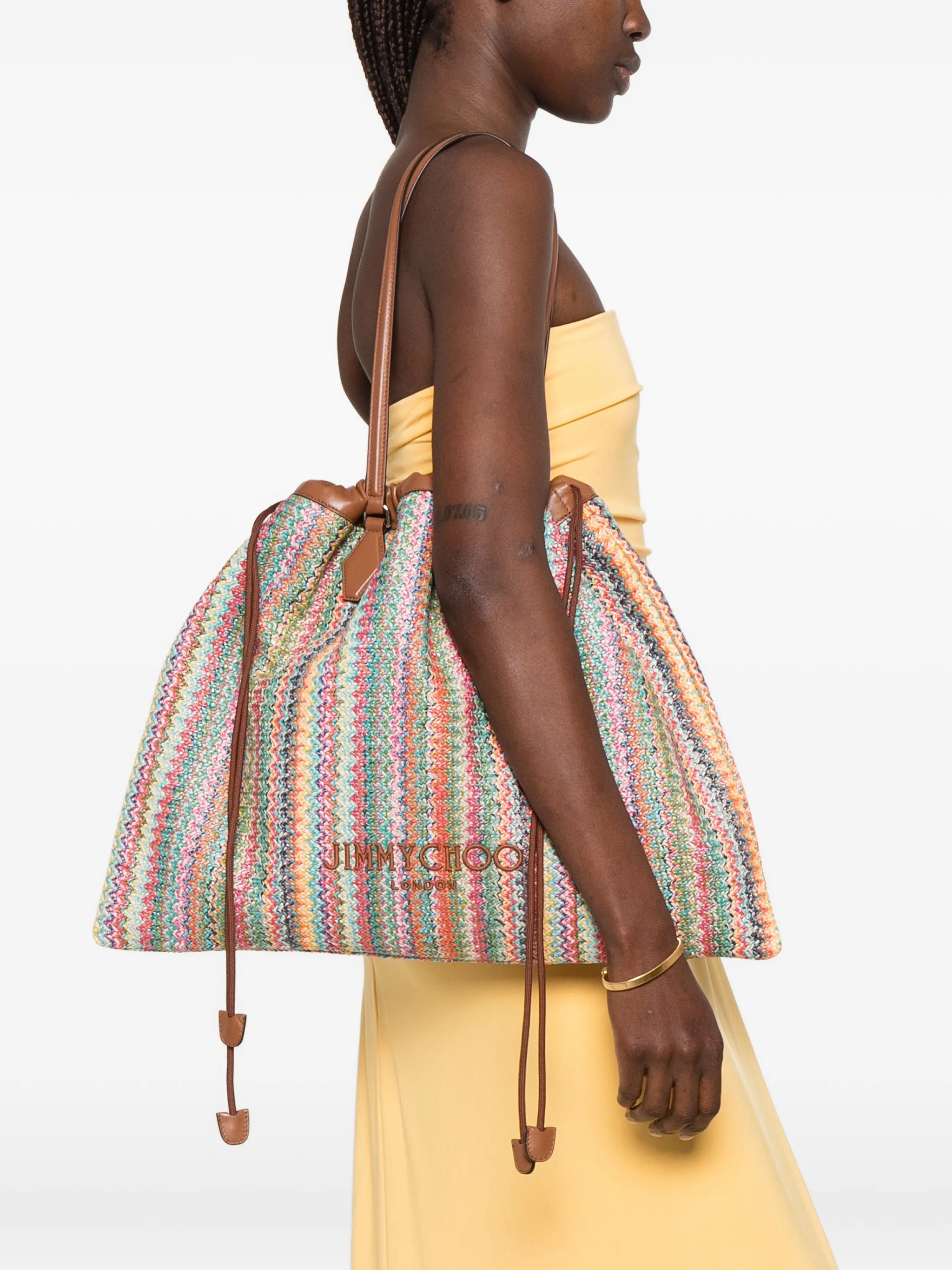 chevron drawstring tote bag