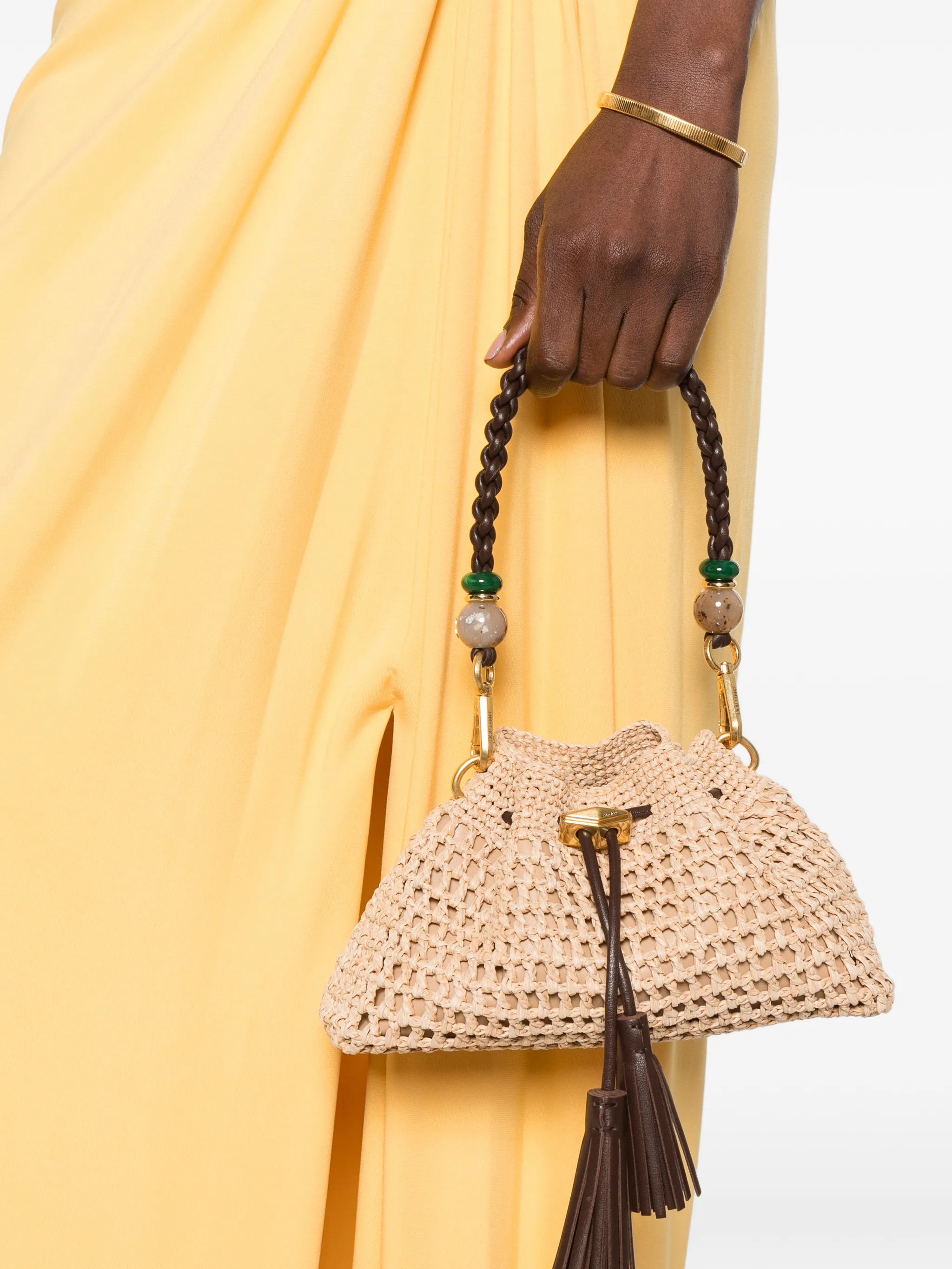 small Cinch raffia tote bag