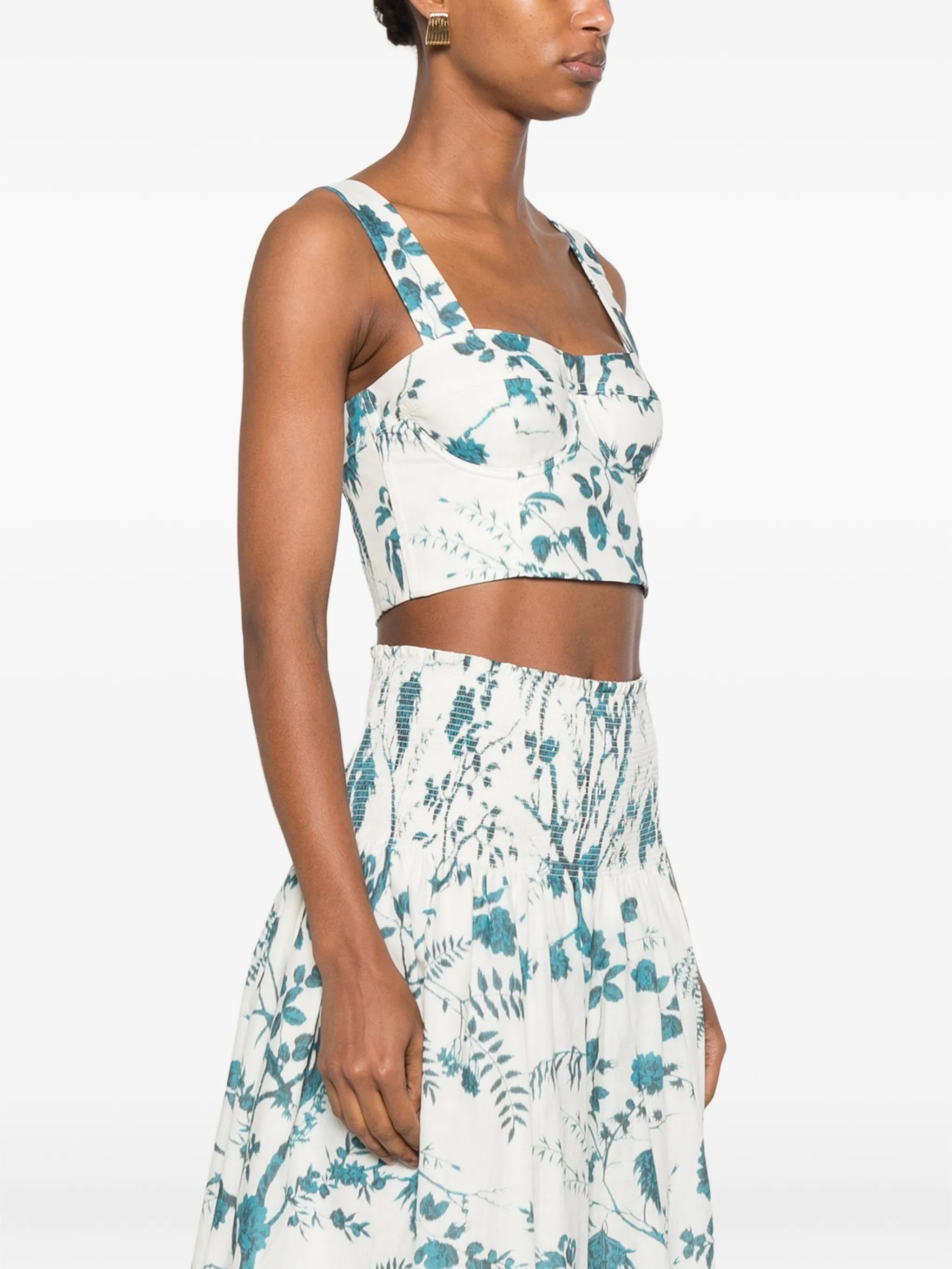 floral-print crop top