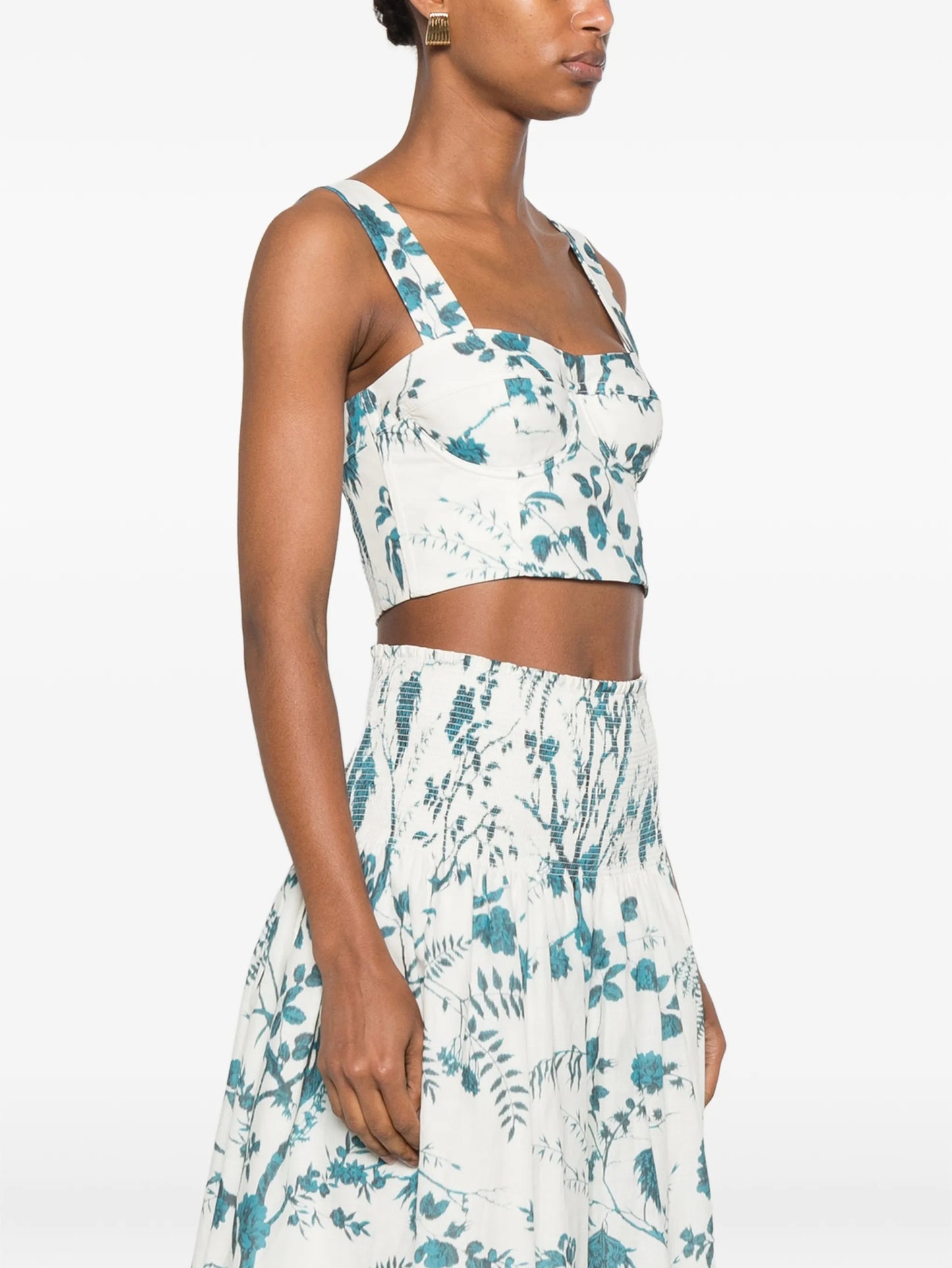 floral-print crop top