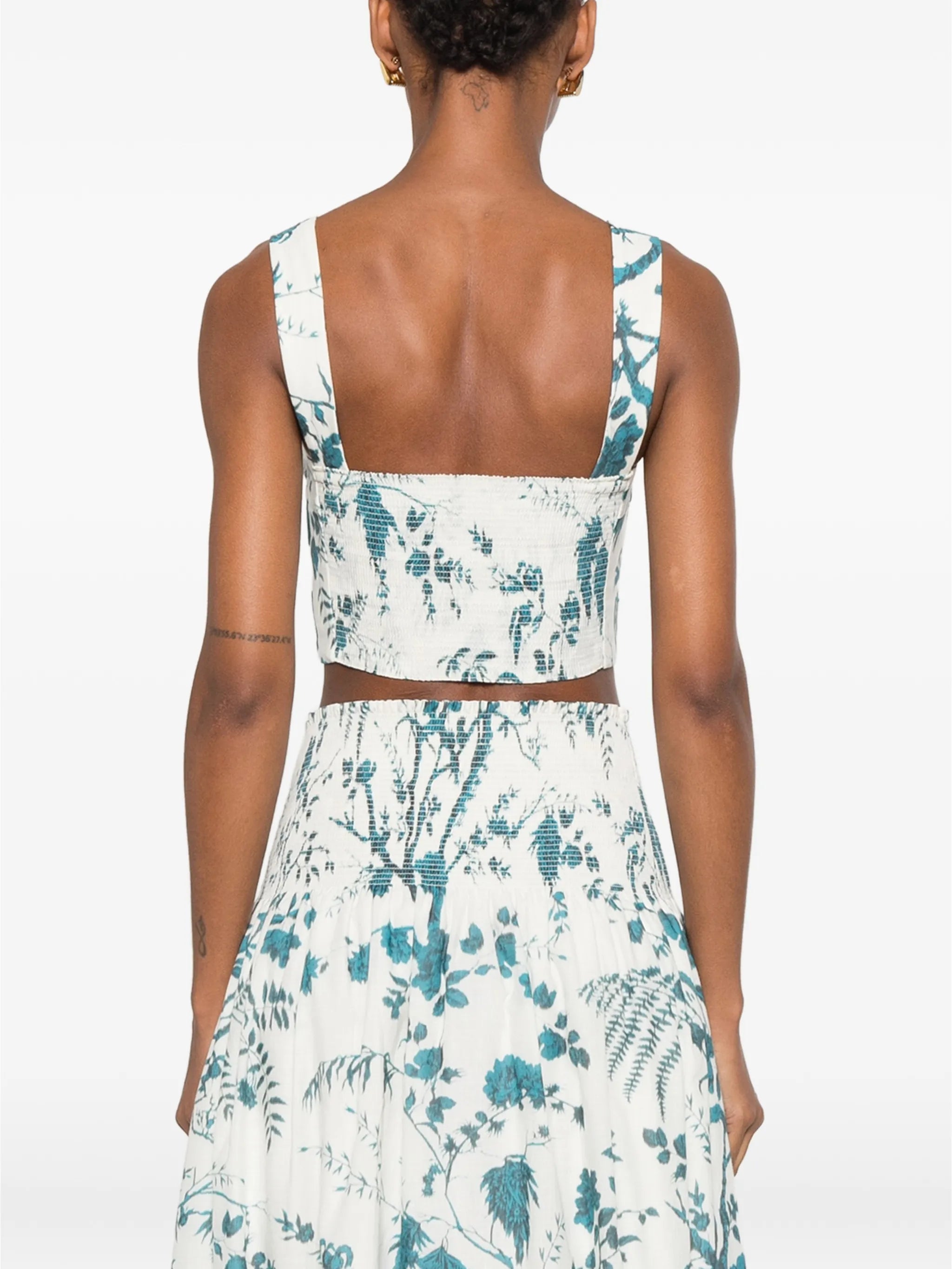 floral-print crop top