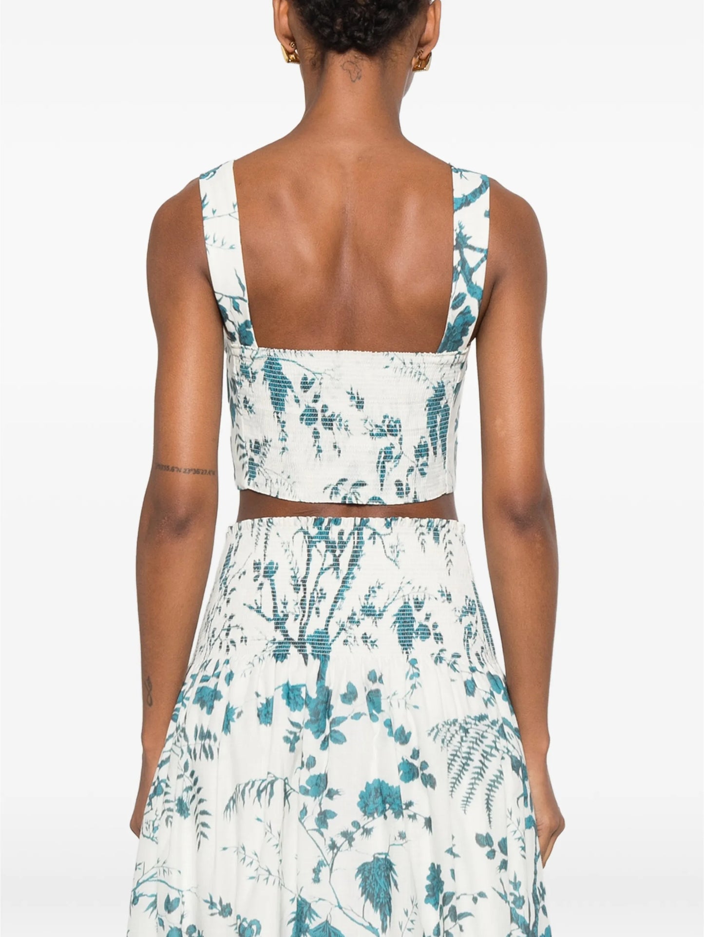 floral-print crop top