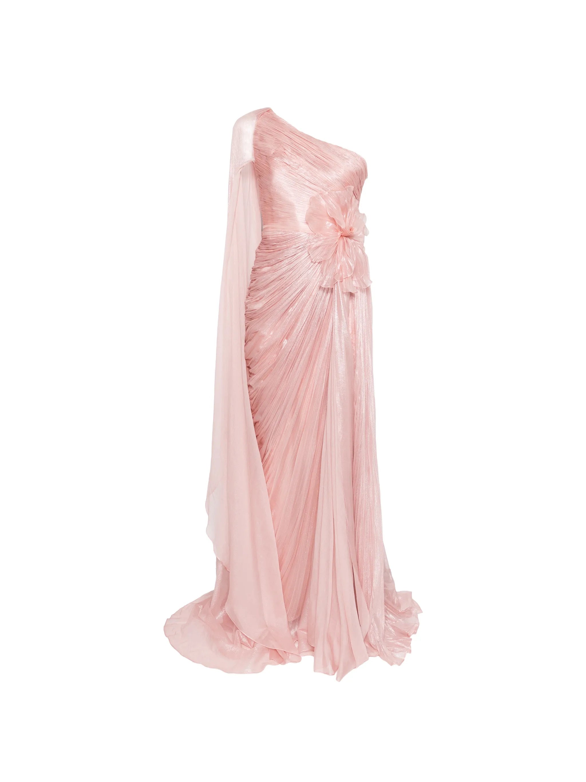 draped one shoulder dress